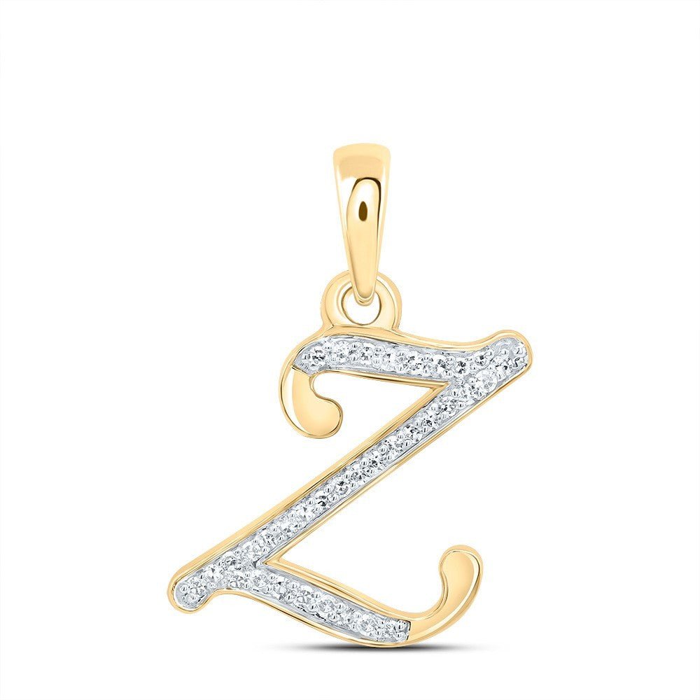 10k Yellow Gold 0.14CTW Natural Diamond Initial "Z" Charm 1.05g Letter Pendant - Elite Jewelers - Charms & Pendants