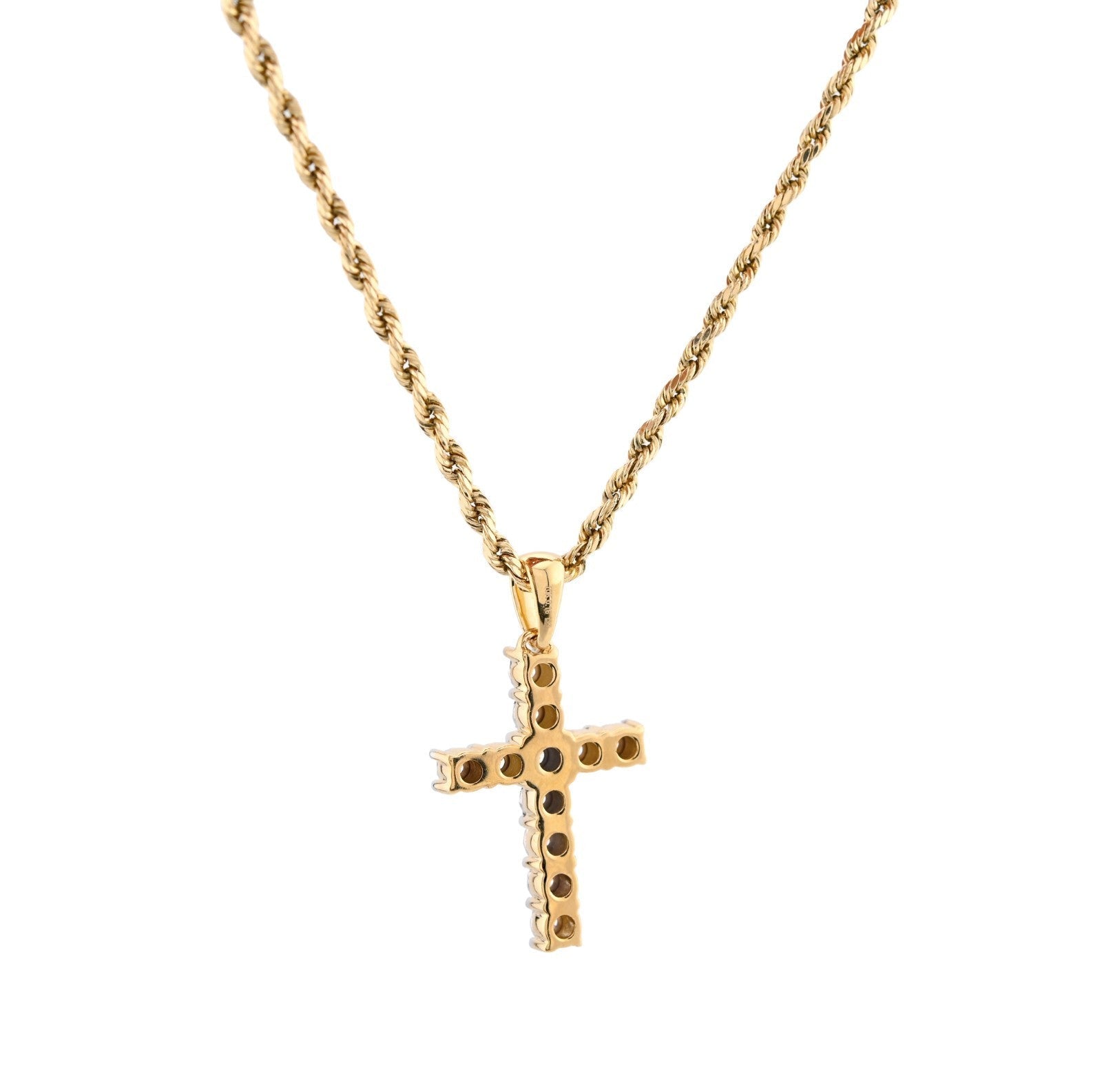 10k Yellow Gold 0.17CTW Natural Diamond Illusion Cross Pendant 3.1gms Mens Charm - Elite Jewelers - Charms & Pendants