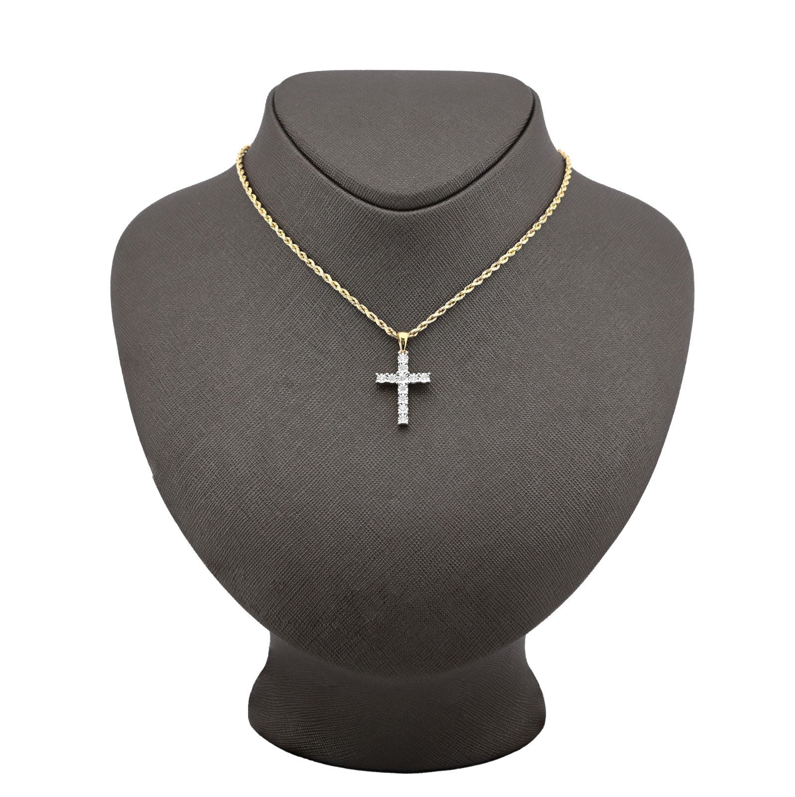10k Yellow Gold 0.17CTW Natural Diamond Illusion Cross Pendant 3.1gms Mens Charm - Elite Jewelers - Charms & Pendants