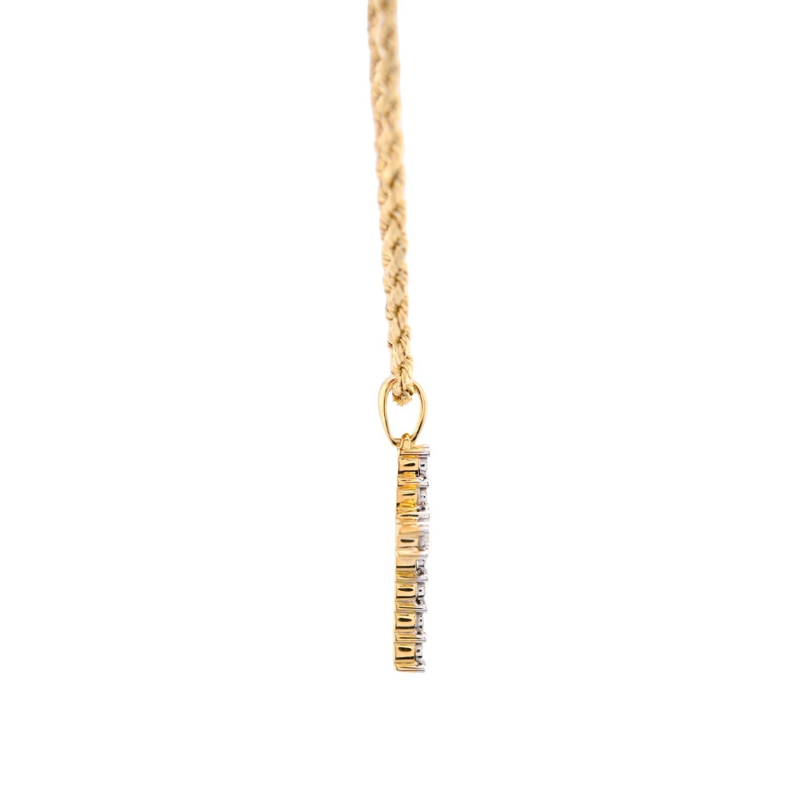 10k Yellow Gold 0.17CTW Natural Diamond Illusion Cross Pendant 3.1gms Mens Charm - Elite Jewelers - Charms & Pendants