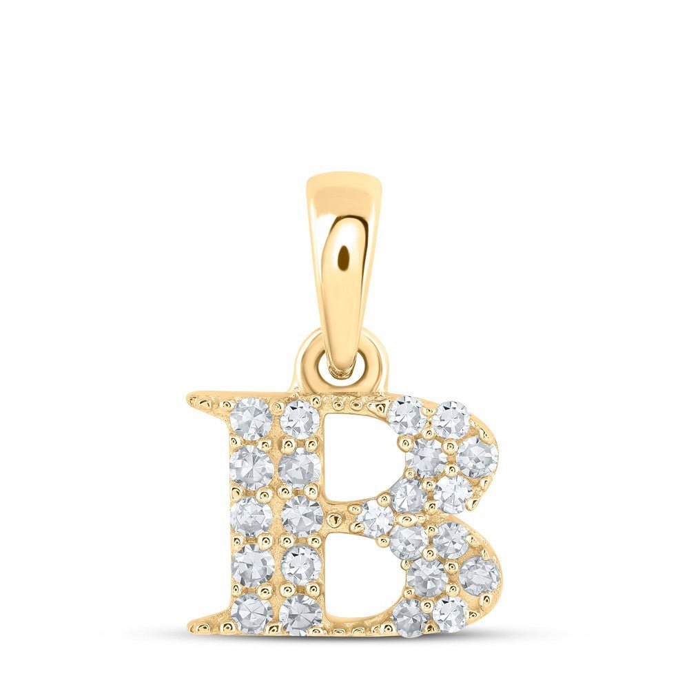 10k Yellow Gold 0.1CTW Natural Diamond Initial "B" Charm 0.45g Alphabet Pendant - Elite Jewelers - Charms & Pendants