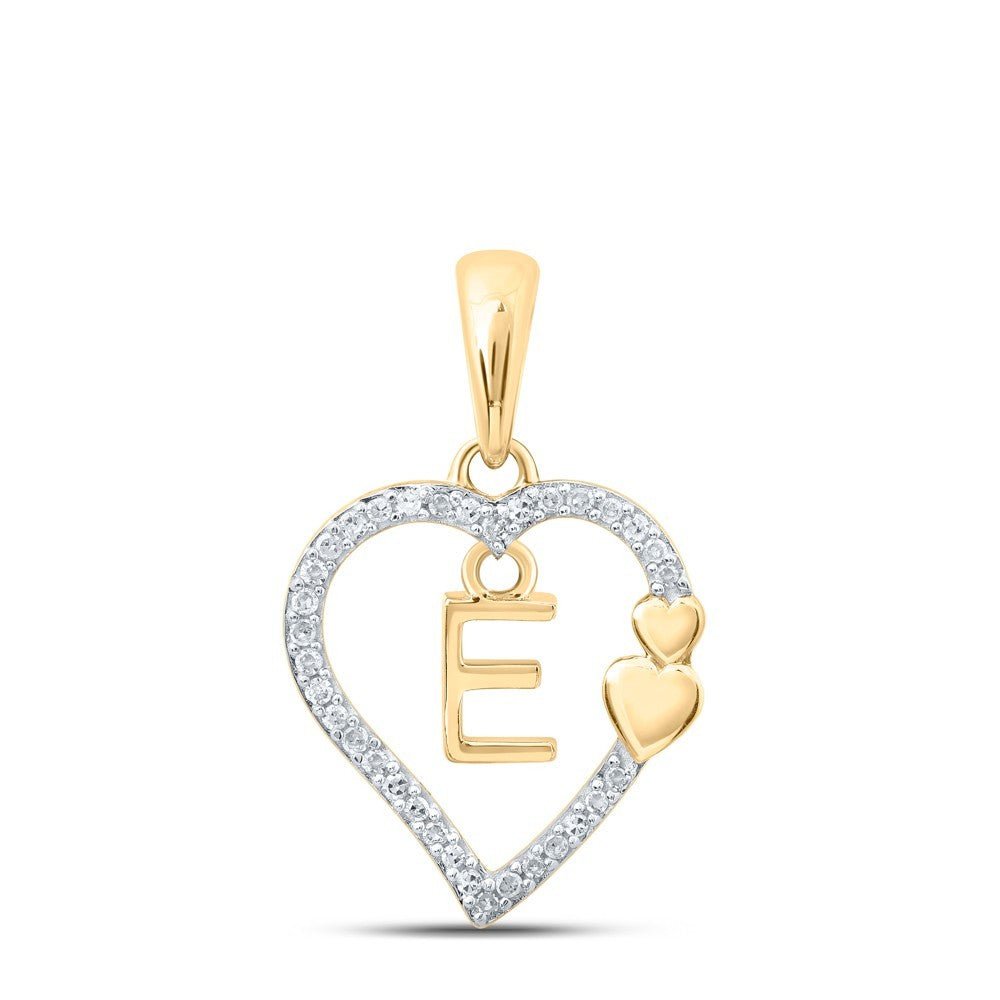 10k Yellow Gold 0.1CTW Natural Diamond Initial "E" Charm 1.28g Alphabet Pendant - Elite Jewelers - Charms & Pendants
