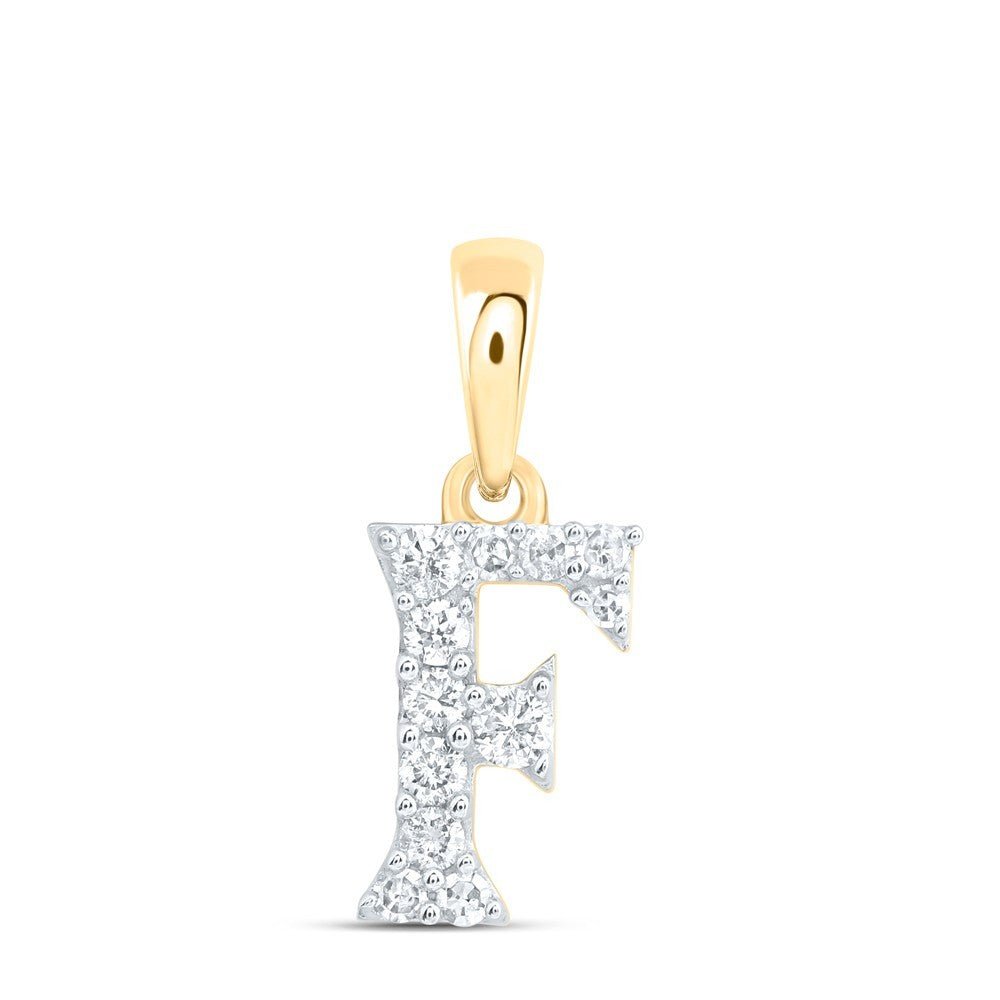 10k Yellow Gold 0.1CTW Natural Diamond Initial "F" Charm 0.34g Alphabet Pendant - Elite Jewelers - Charms & Pendants