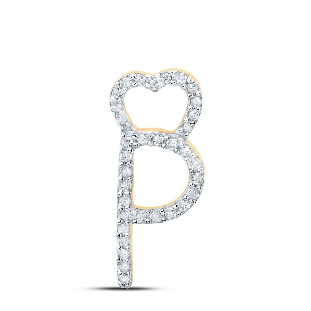 10k Yellow Gold 0.1CTW Natural Diamond Initial "P" Charm 0.68g Alphabet Pendant - Elite Jewelers - Charms & Pendants