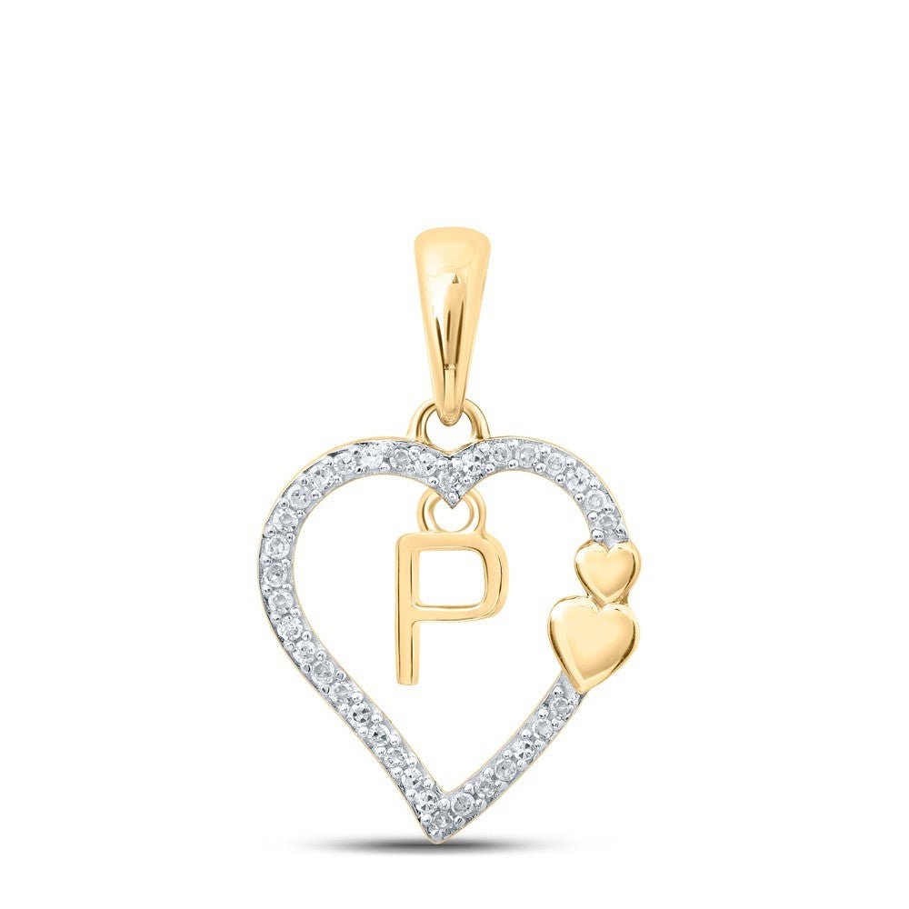 10k Yellow Gold 0.1CTW Natural Diamond Initial "P" Charm 1.19g Alphabet Pendant - Elite Jewelers - Charms & Pendants