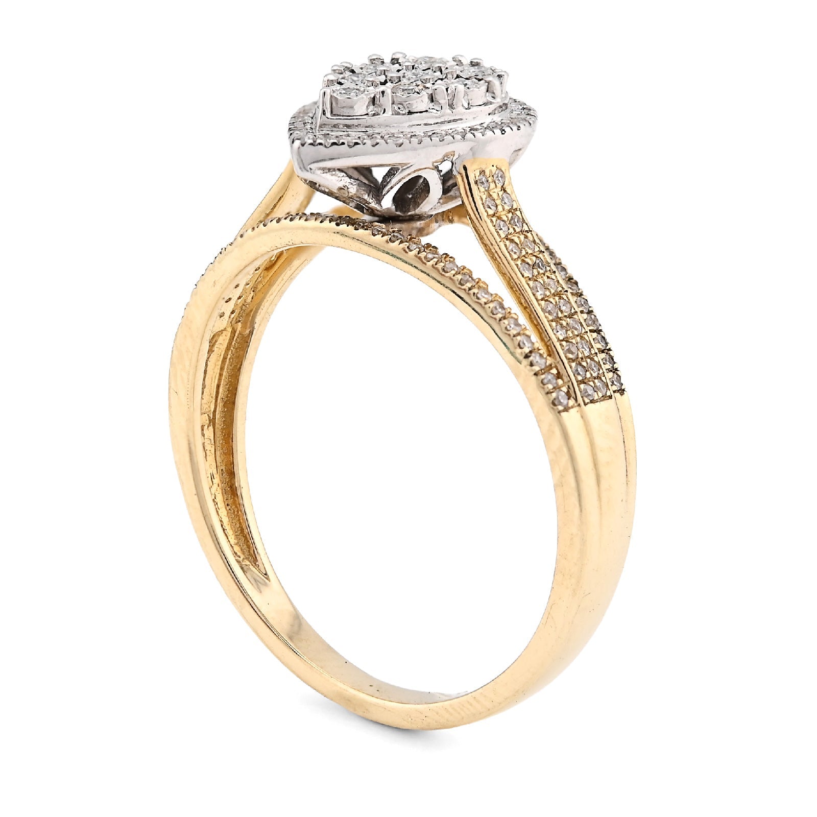 10K Yellow Gold 0.20CT Natural Diamond Teardrop Shape Illusion Women Ring - Elite Jewelers - Rings