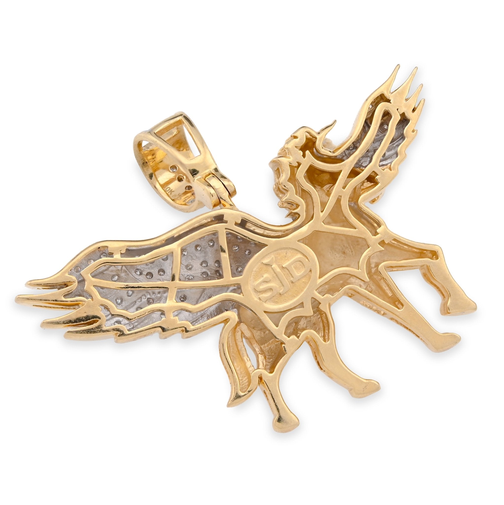10K Yellow Gold 0.20CT natural Diamond Unicorn Horse Wing Men Women Pendant Charm - Elite Jewelers - Charms & Pendants
