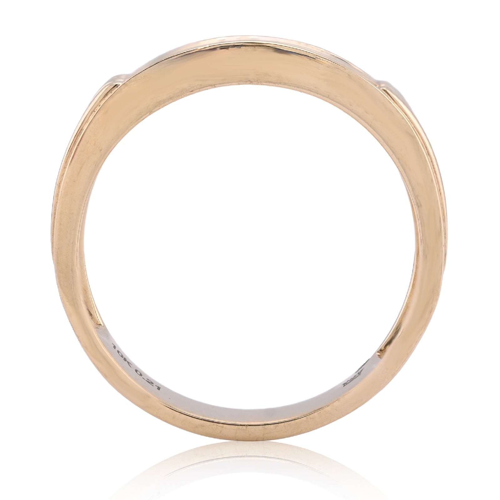 10K Yellow Gold 0.21CT Three Row Centre Men Band Natural Diamond Ring - Elite Jewelers - Rings
