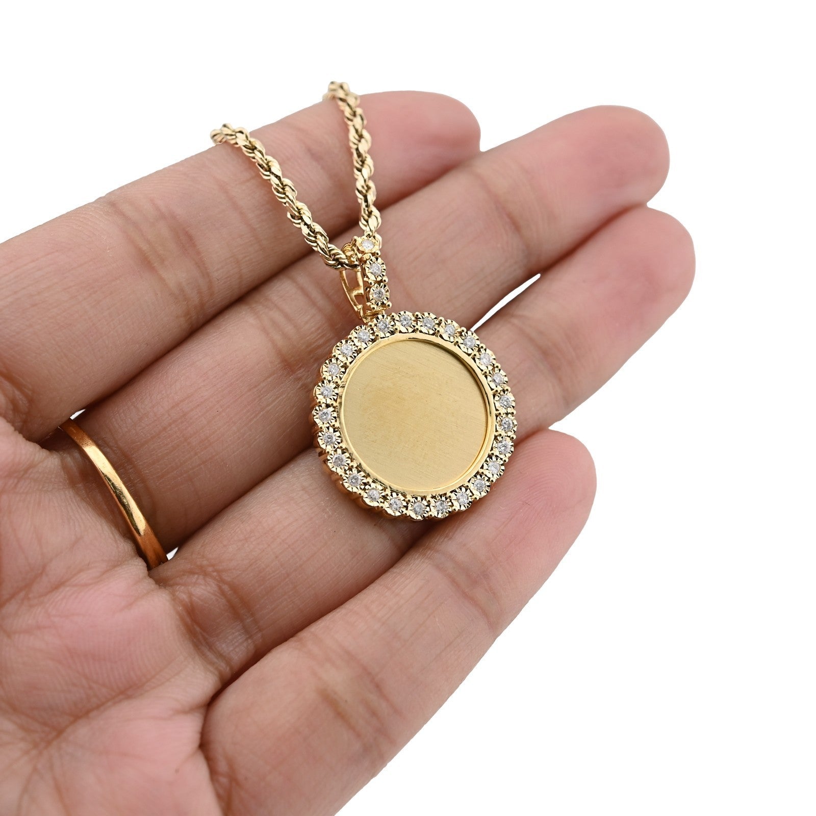 10k Yellow Gold 0.24CT Natural Diamond Round Medallion Memory Pendant 3.8g Charm - Elite Jewelers - Charms & Pendants