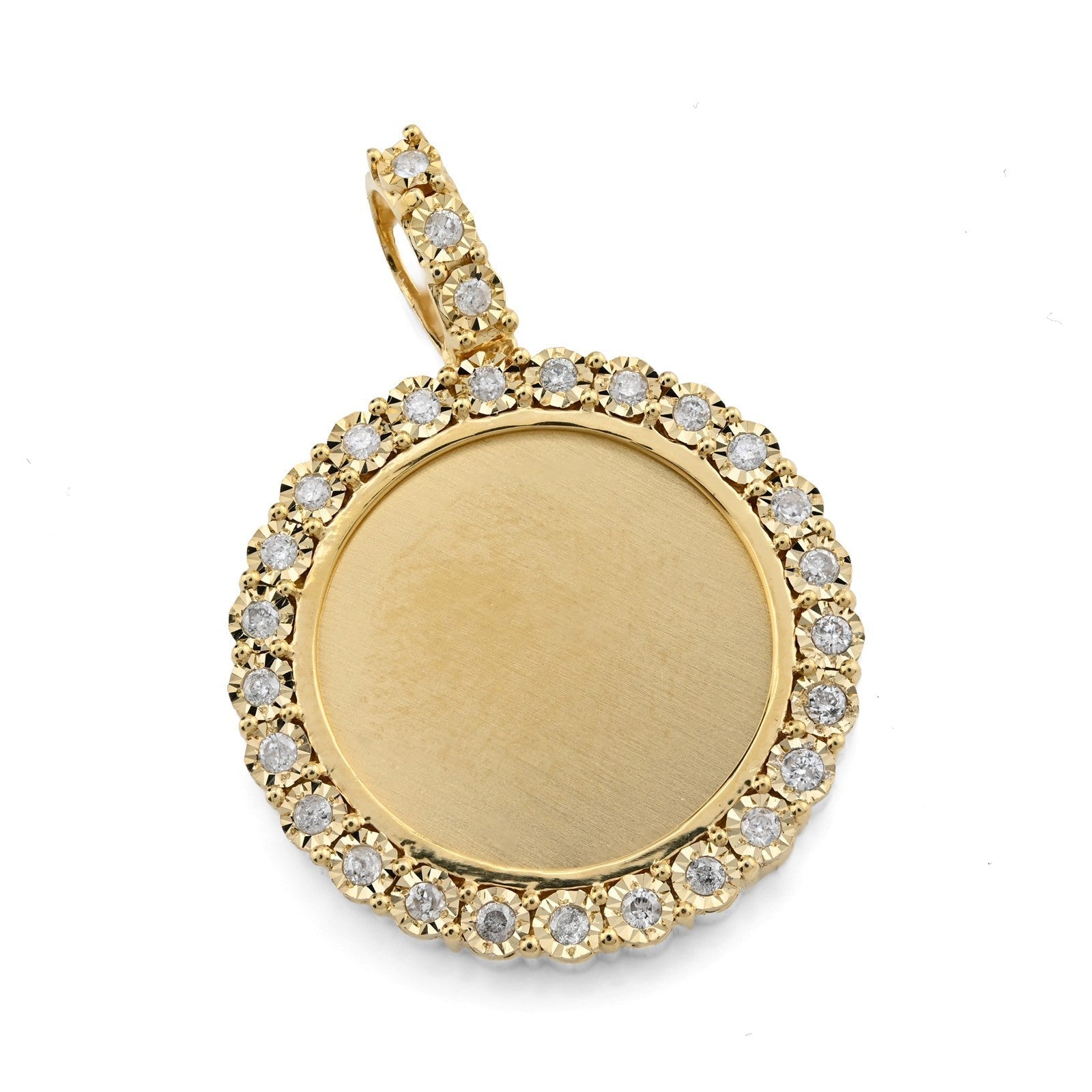 10k Yellow Gold 0.24CT Natural Diamond Round Medallion Memory Pendant 3.8g Charm - Elite Jewelers - Charms & Pendants