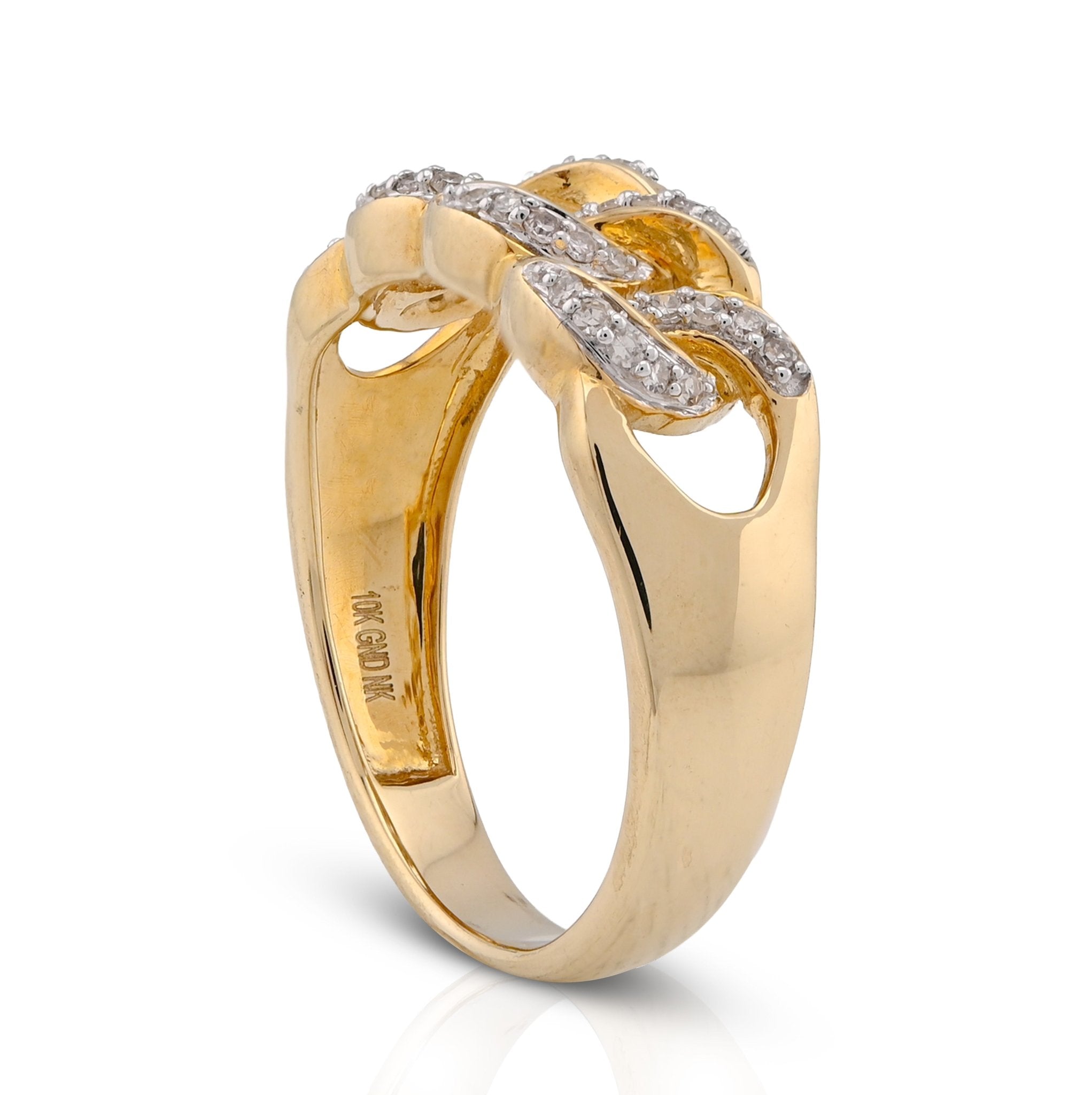 10K Yellow Gold 0.25CT Natural Diamond Cuban Link Men Pinky Ring - Elite Jewelers - Rings