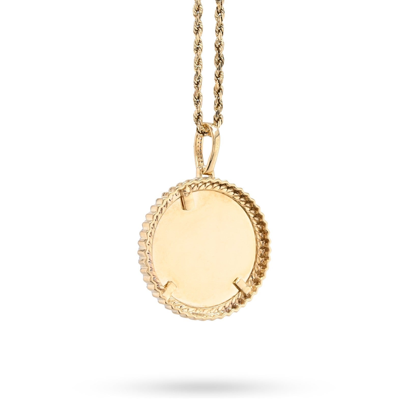 10k Yellow Gold 0.25CTW Natural Diamond Circle Cuban Memory Pendant 8.4g Charm - Elite Jewelers - Charms & Pendants