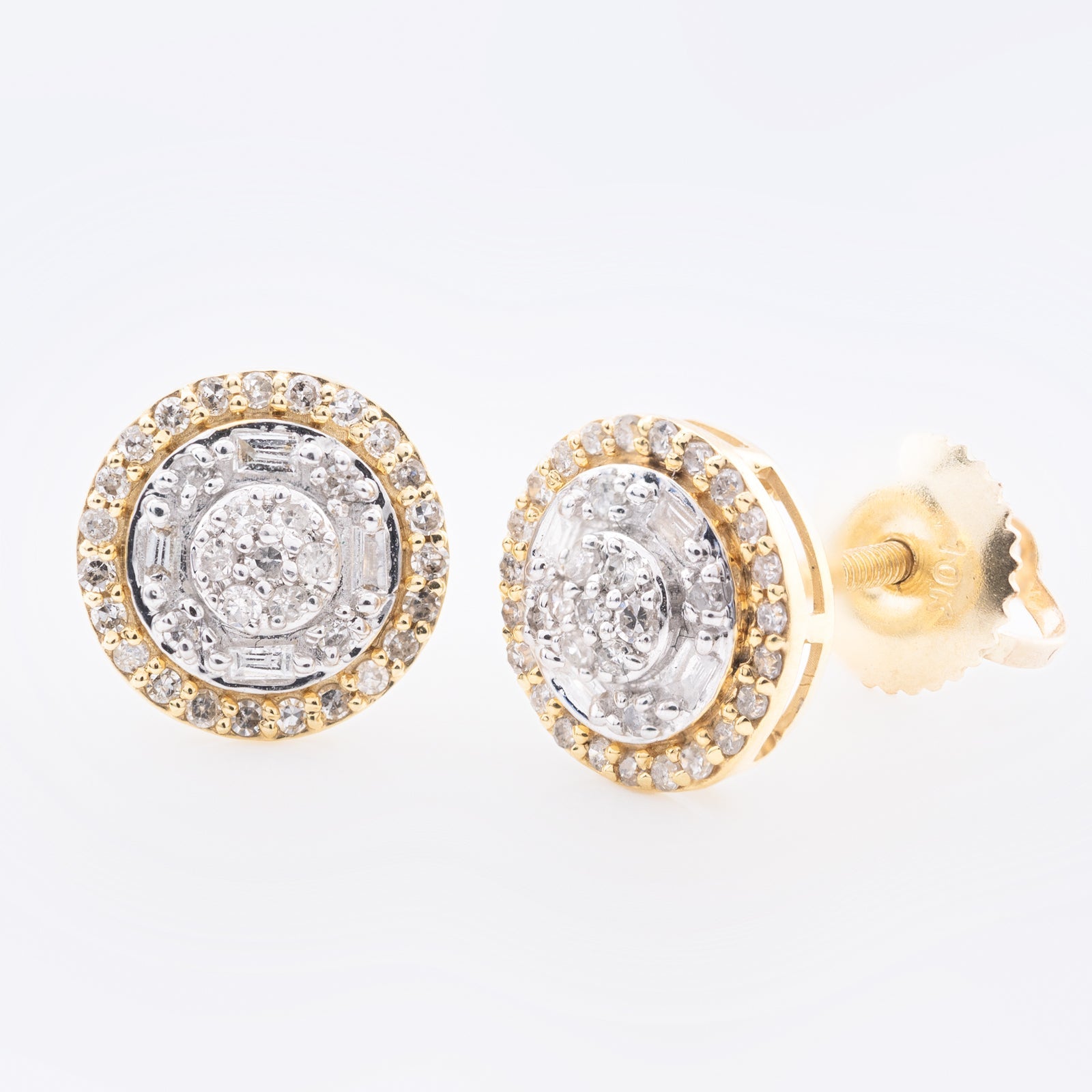 10k Yellow Gold 0.26CT Natural Diamond Halo Stud Earrings - Elite Jewelers - Earrings