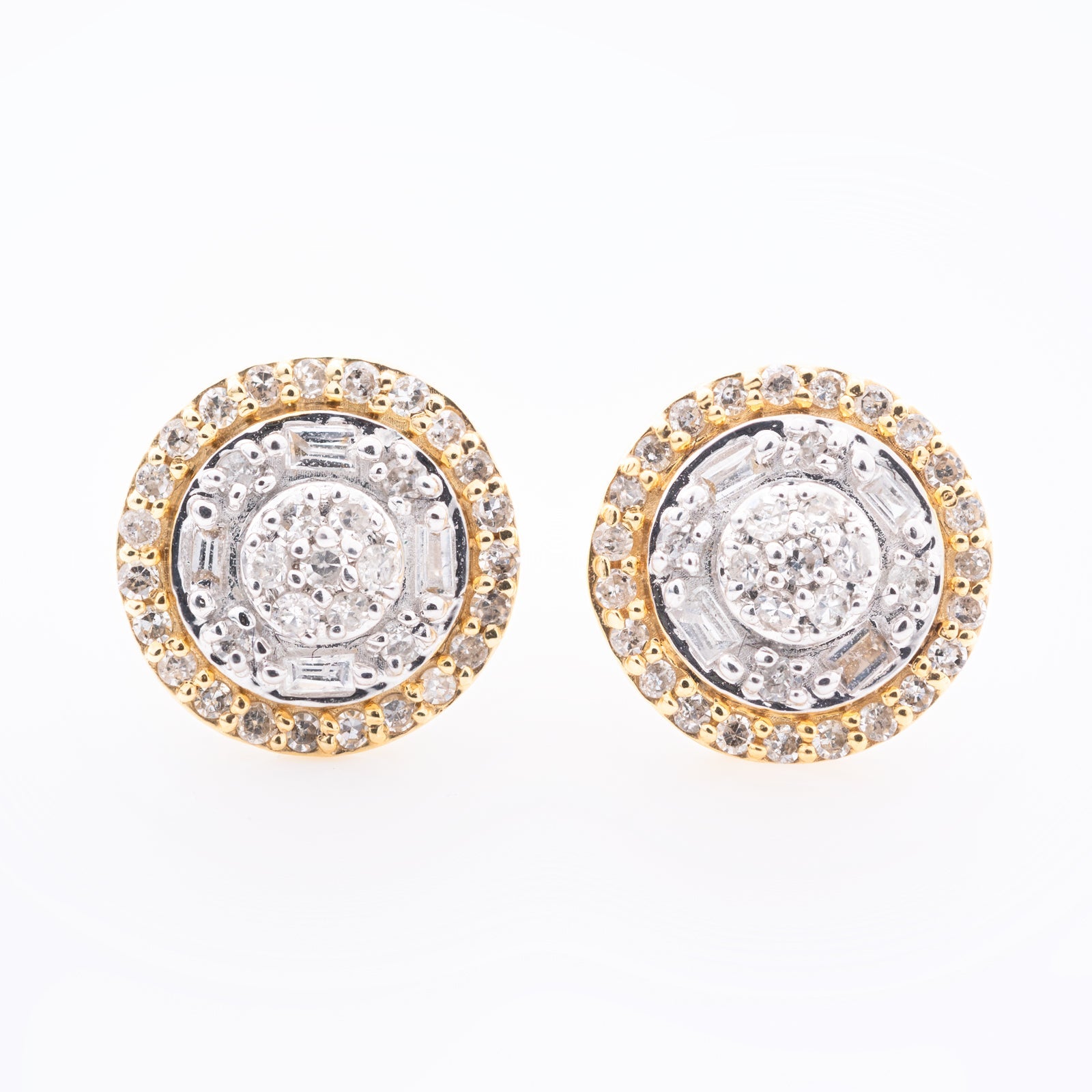 10k Yellow Gold 0.26CT Natural Diamond Halo Stud Earrings - Elite Jewelers - Earrings