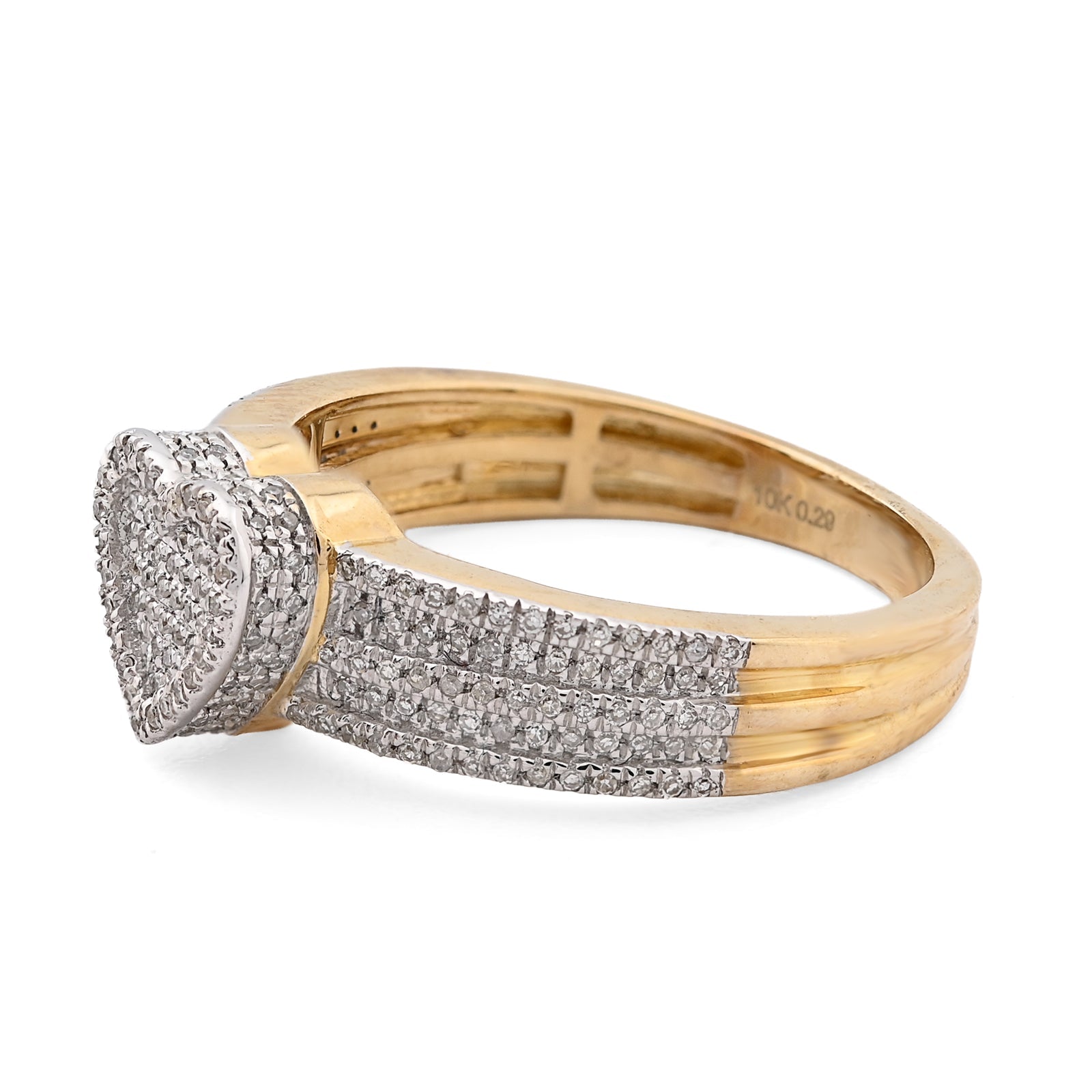 10K Yellow Gold 0.29CT Natural Diamond Heart Shape Women Ring - Elite Jewelers - Rings