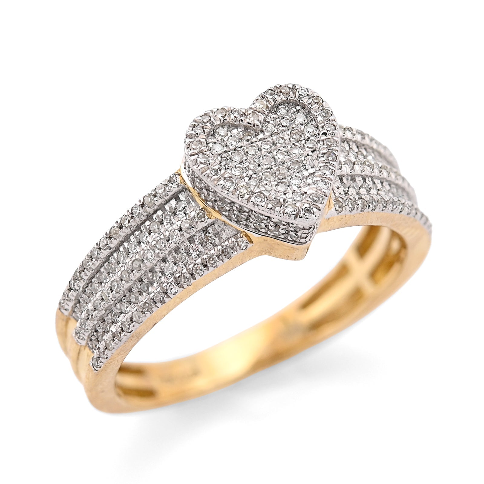 10K Yellow Gold 0.29CT Natural Diamond Heart Shape Women Ring - Elite Jewelers - Rings