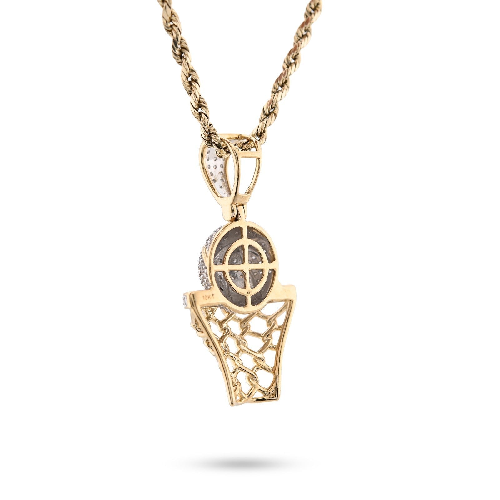 10k Yellow Gold 0.2CTW Natural Diamond ICED BasketBall Hoop Pendant 4.5g Charm - Elite Jewelers - Charms & Pendants