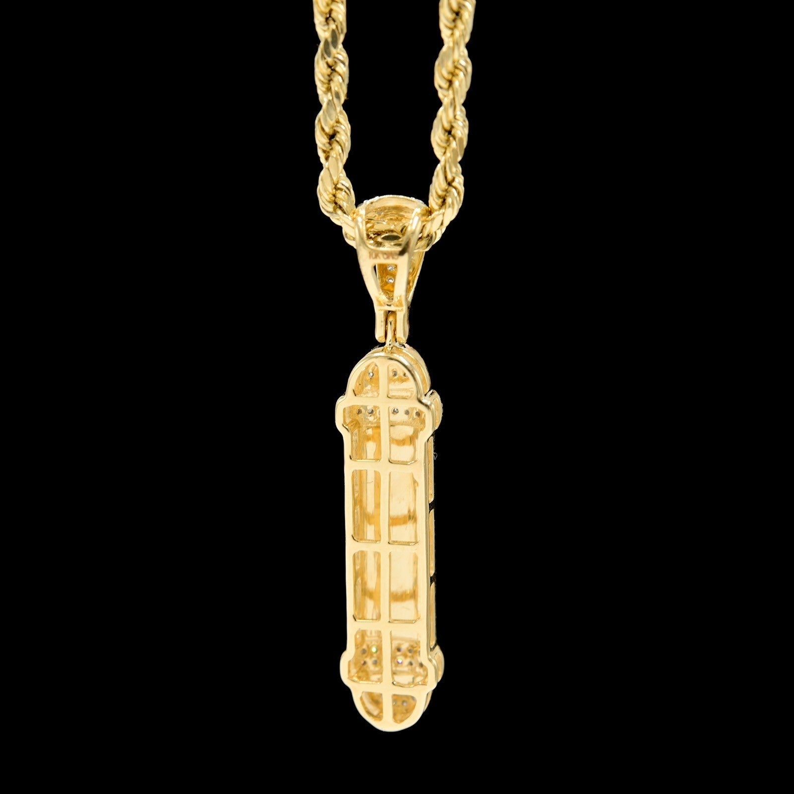 10k Yellow Gold 0.2CTW Natural Round Diamond Barber Poll Pendant 1.9g Charm - Elite Jewelers - Charms & Pendants