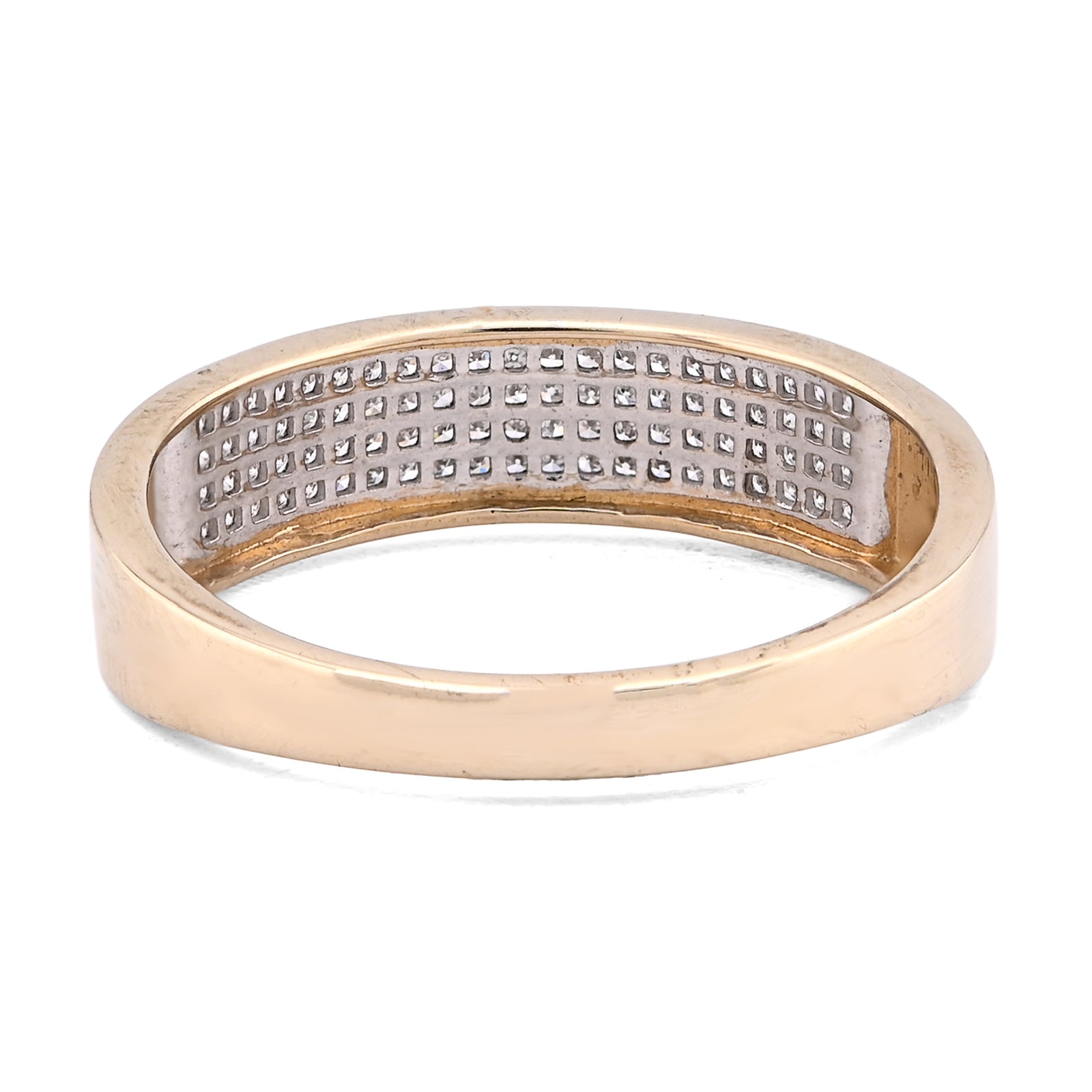 10K Yellow Gold 0.30CT Natural Diamond 4 Row Centre Band Men Ring - Elite Jewelers - Rings