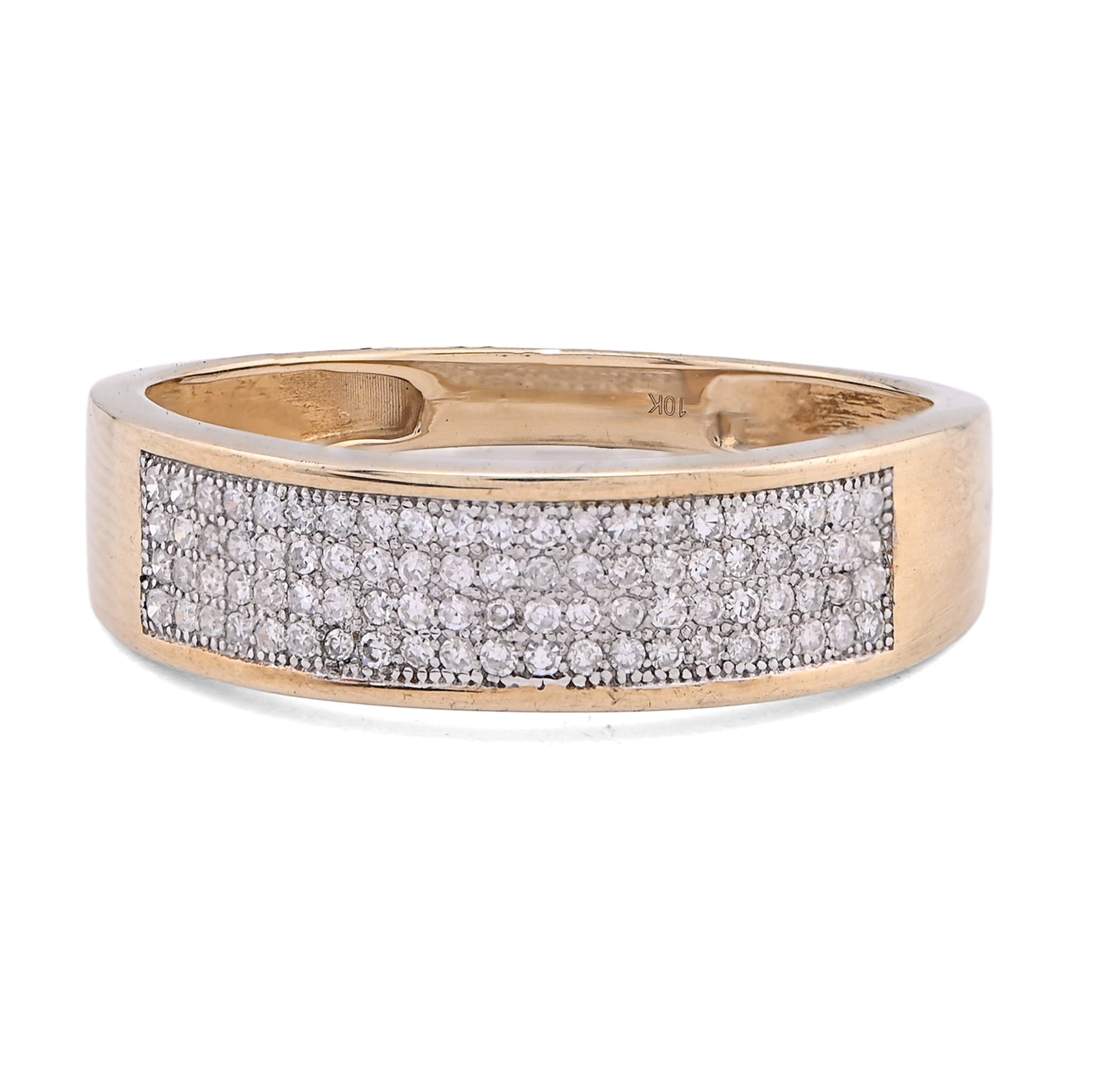 10K Yellow Gold 0.30CT Natural Diamond 4 Row Centre Band Men Ring - Elite Jewelers - Rings