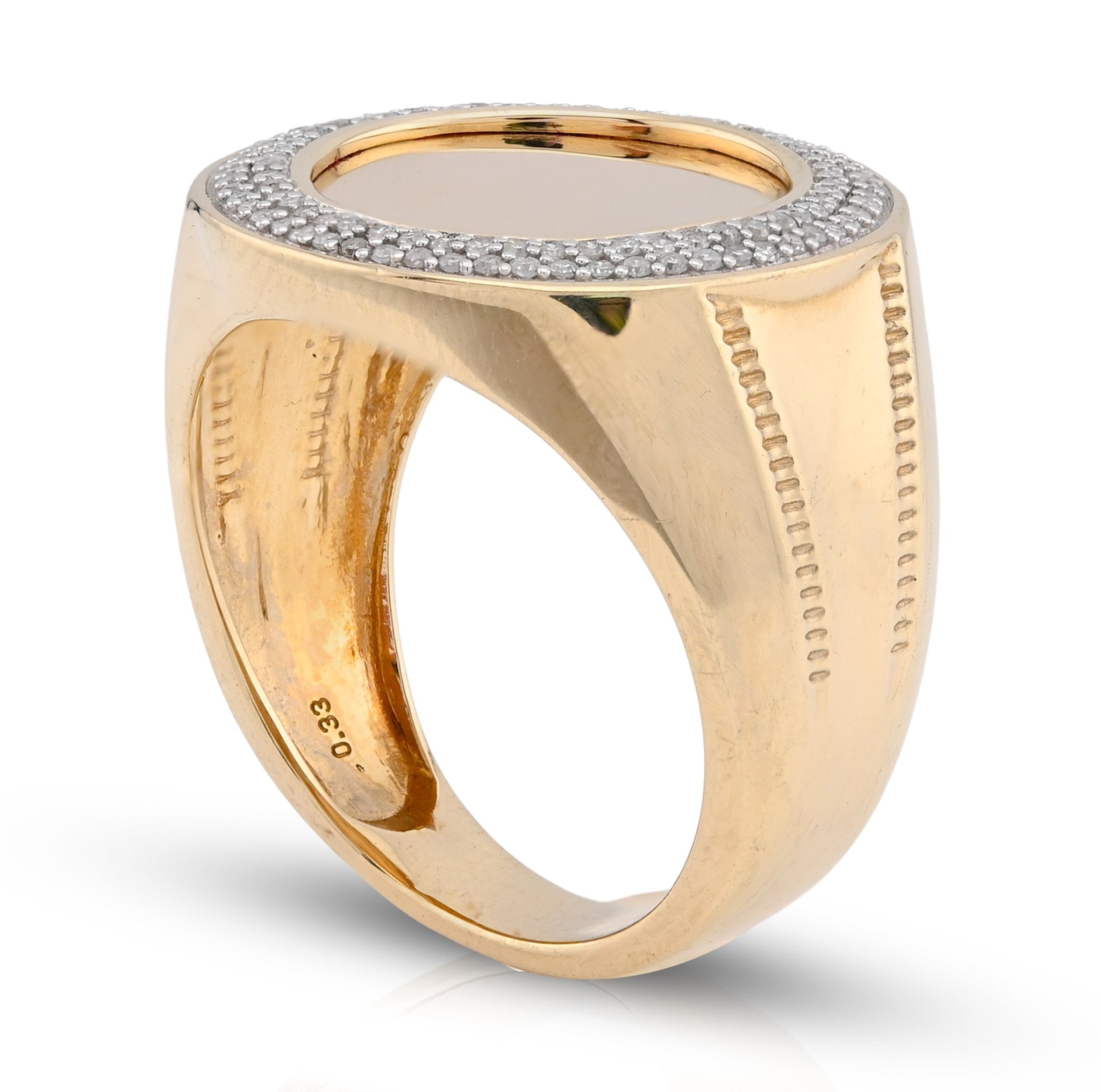 10K Yellow Gold 0.33CT Natural Diamond Edges Round Men Pinky Ring - Elite Jewelers - Rings