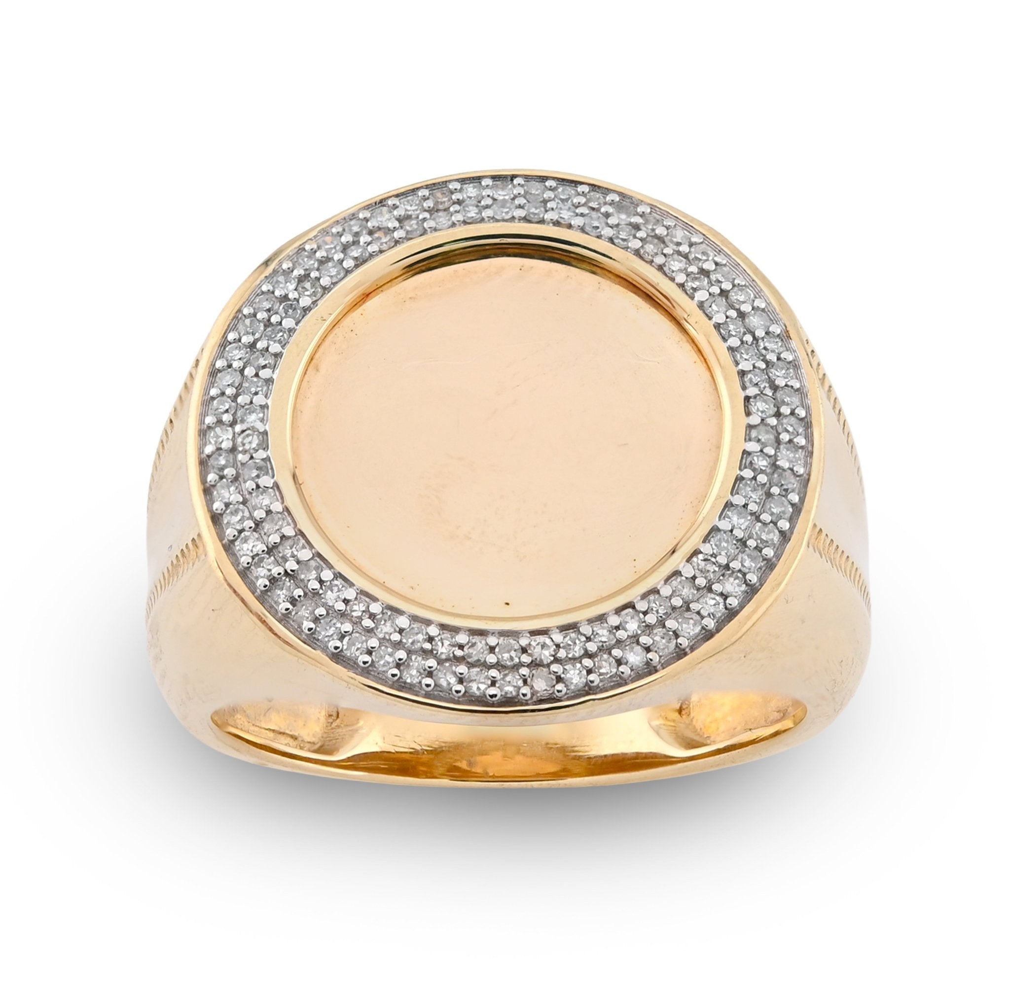 10K Yellow Gold 0.33CT Natural Diamond Edges Round Men Pinky Ring - Elite Jewelers - Rings