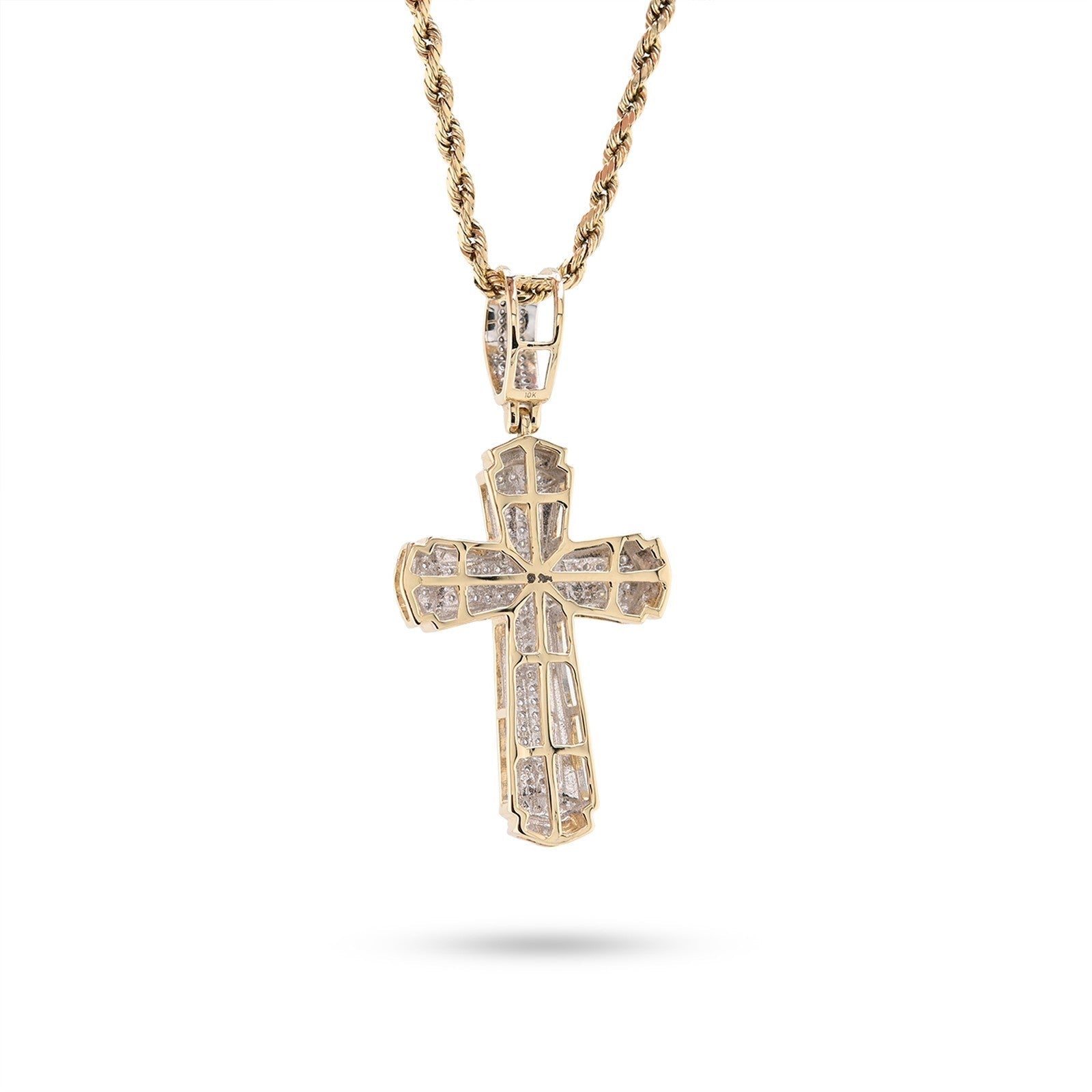 10k Yellow Gold 0.35 CTW Natural Diamond Cross Pendant 4.5g Religious Mens Charm - Elite Jewelers - Charms & Pendants