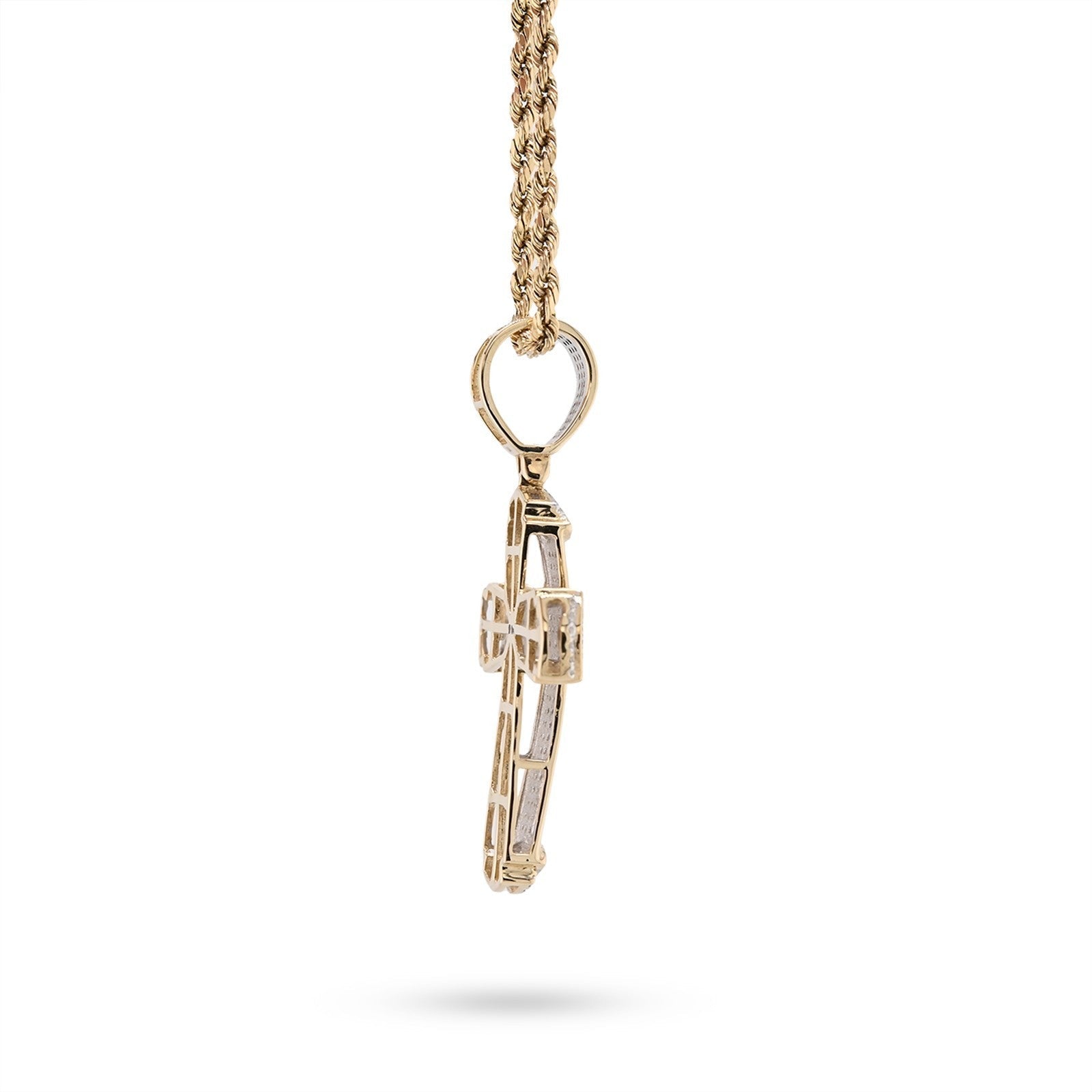 10k Yellow Gold 0.35 CTW Natural Diamond Cross Pendant 4.5g Religious Mens Charm - Elite Jewelers - Charms & Pendants