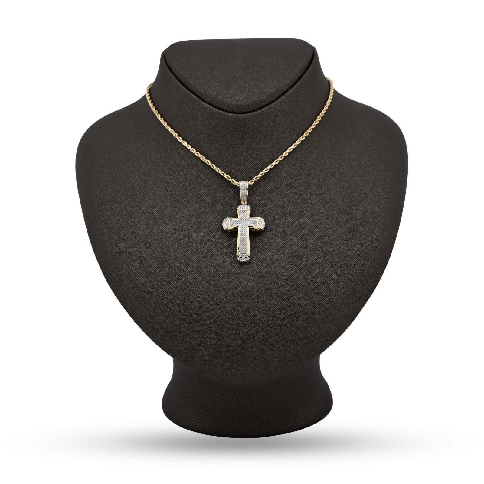 10k Yellow Gold 0.35 CTW Natural Diamond Cross Pendant 4.5g Religious Mens Charm - Elite Jewelers - Charms & Pendants