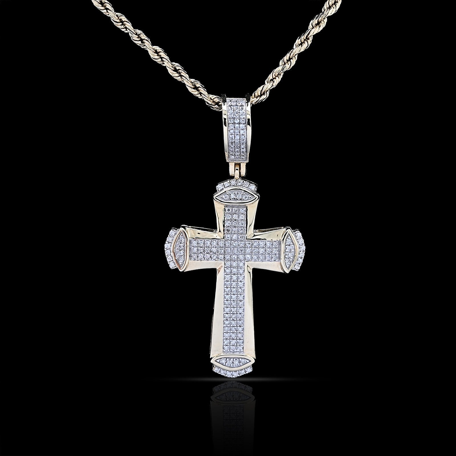 10k Yellow Gold 0.35 CTW Natural Diamond Cross Pendant 4.5g Religious Mens Charm - Elite Jewelers - Charms & Pendants