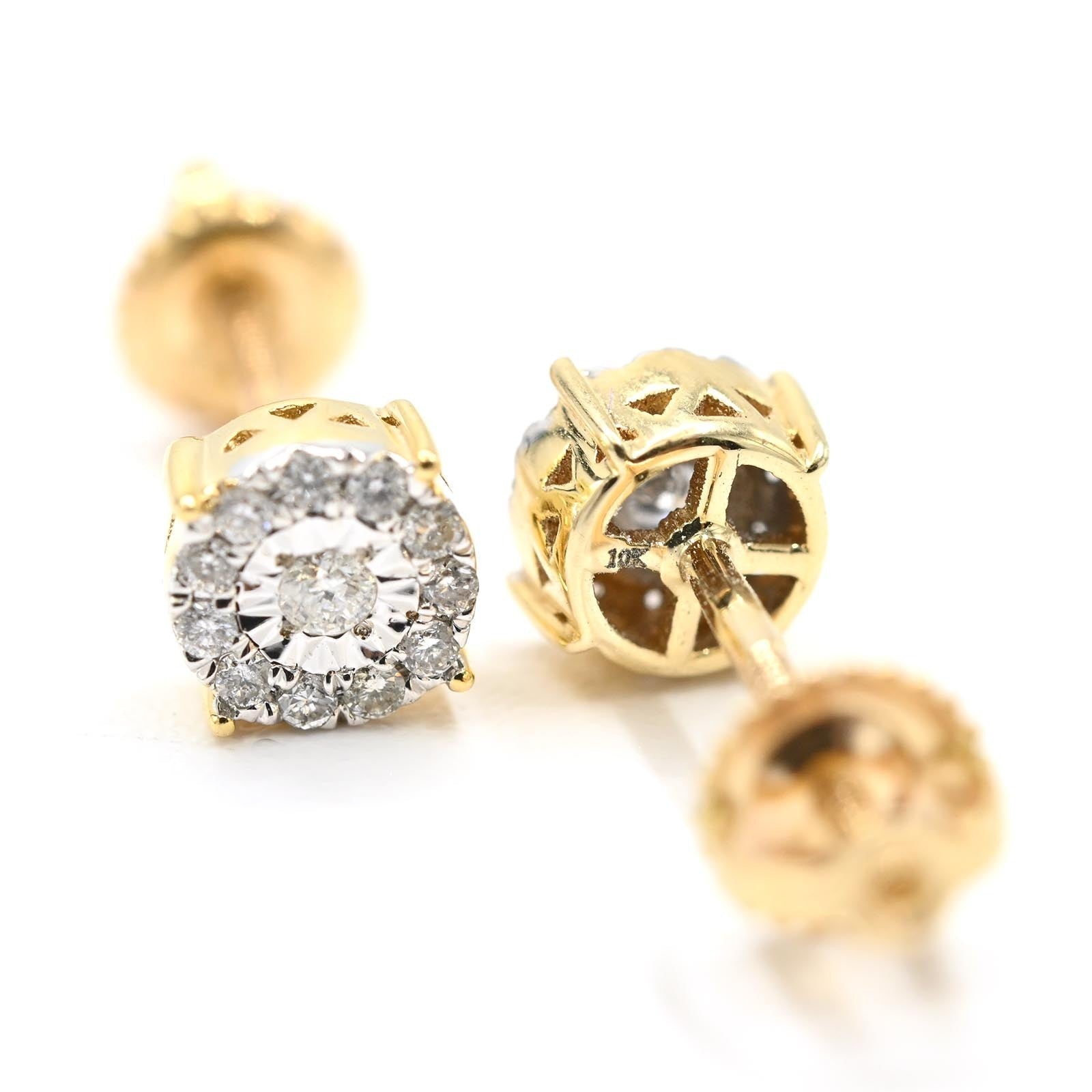 10k Yellow Gold 0.35CTW Natural Diamond Round Earring & Charm Set For Womens - Elite Jewelers -
