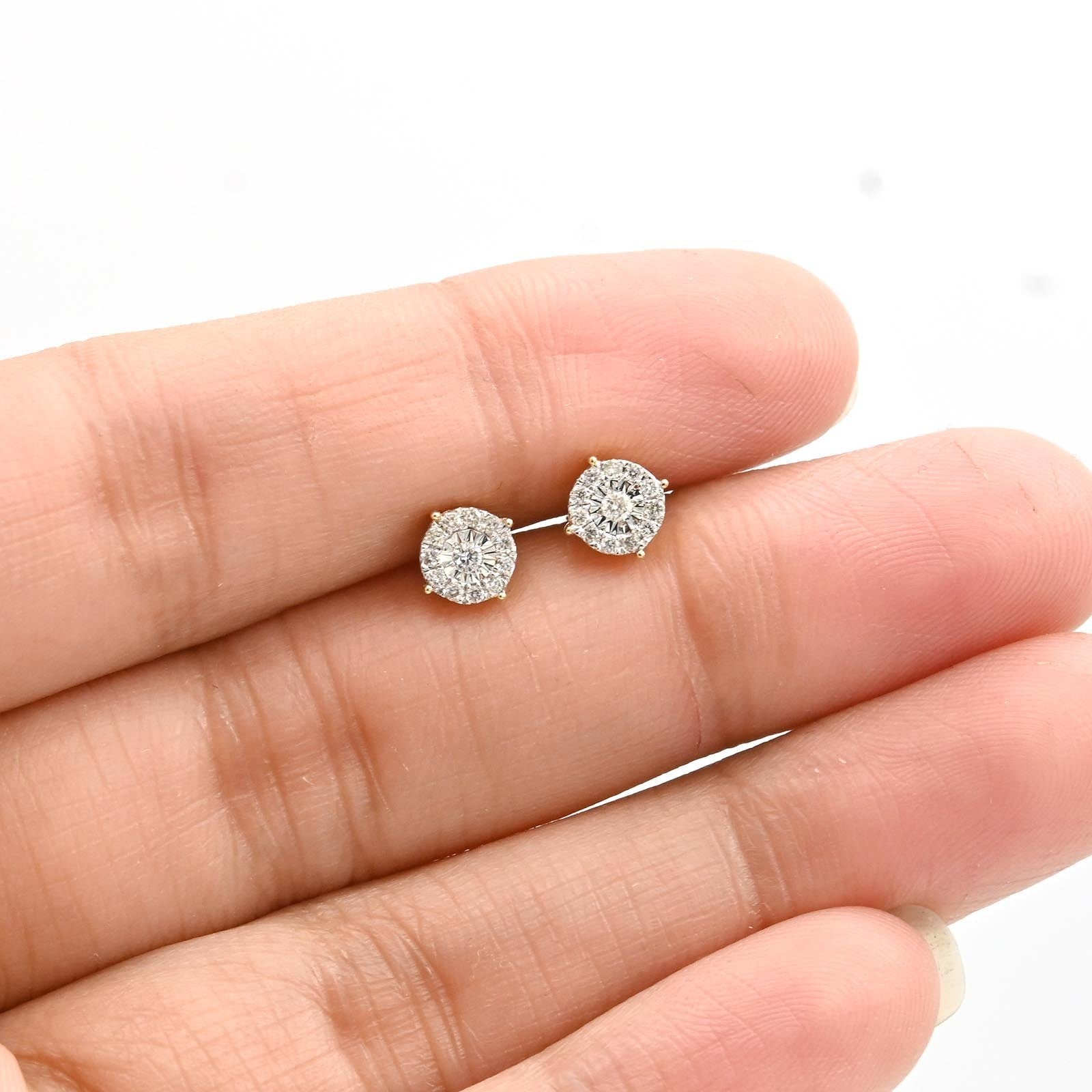 10k Yellow Gold 0.35CTW Natural Diamond Round Earring & Charm Set For Womens - Elite Jewelers -