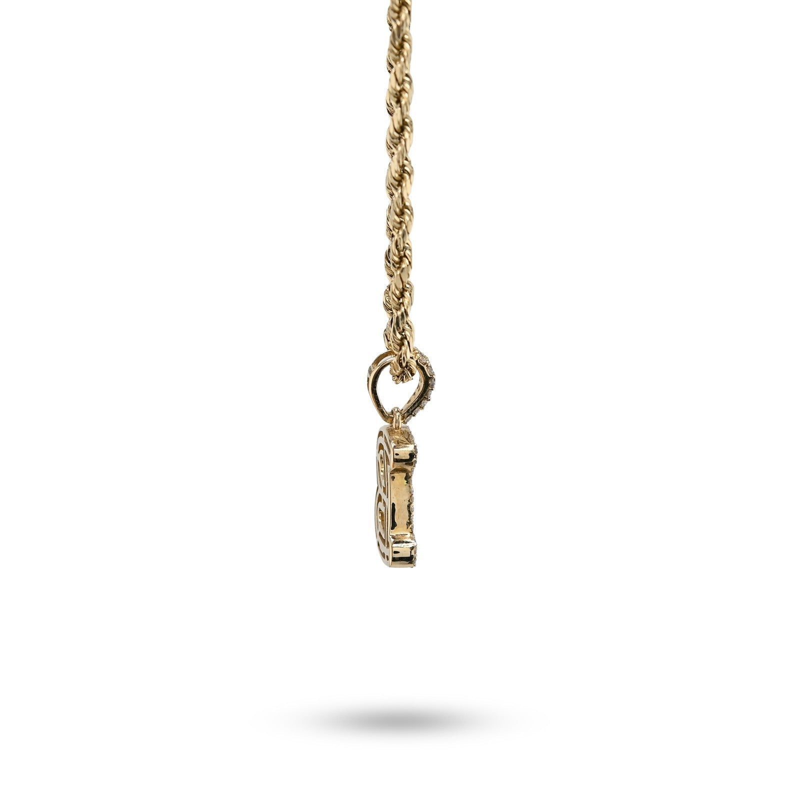 10k Yellow Gold 0.375CTW Natural Round/Baguette Diamond 1.6g Initial "B" Pendant - Elite Jewelers - Charms & Pendants