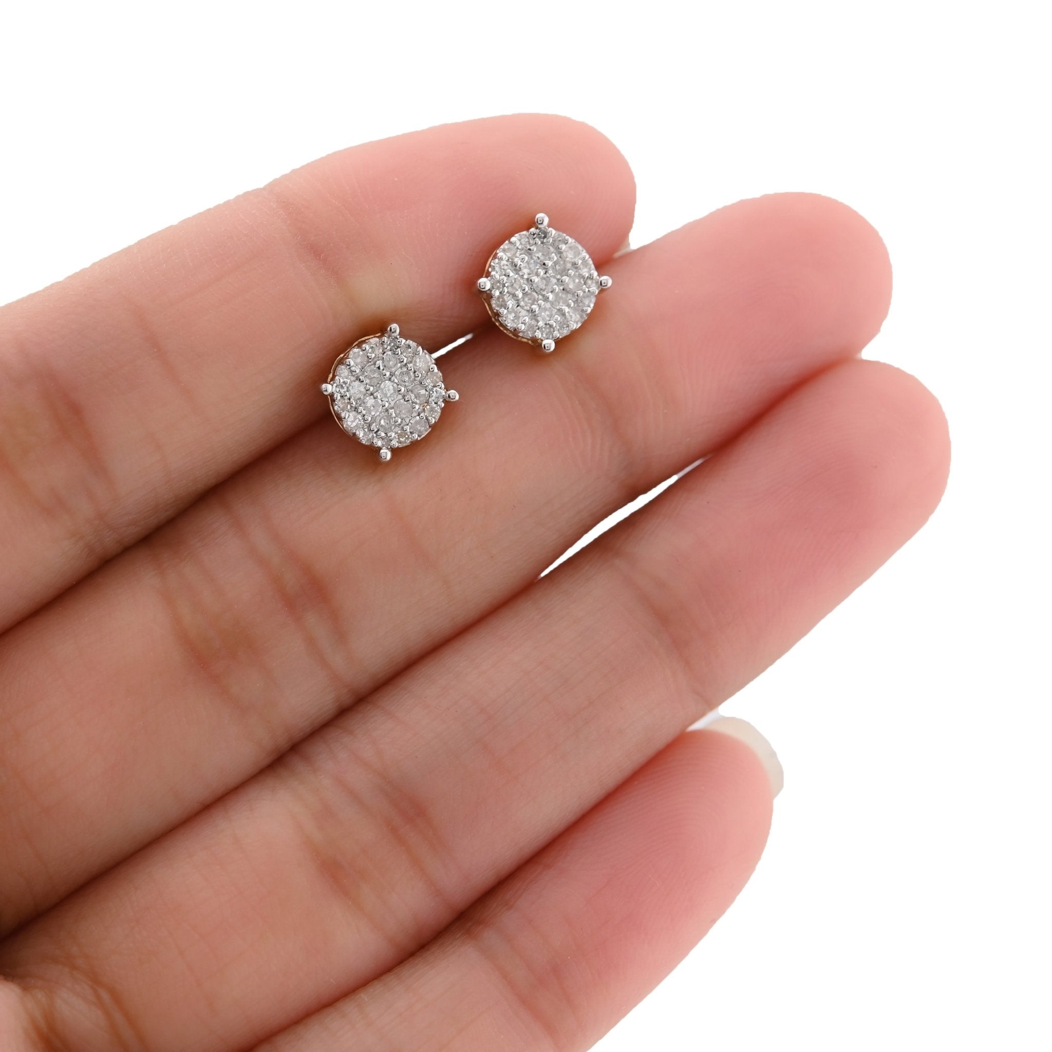 10K Yellow Gold 0.40 CT Natural Diamond Round Flat Studs Men Women Earrings - Elite Jewelers - Earrings