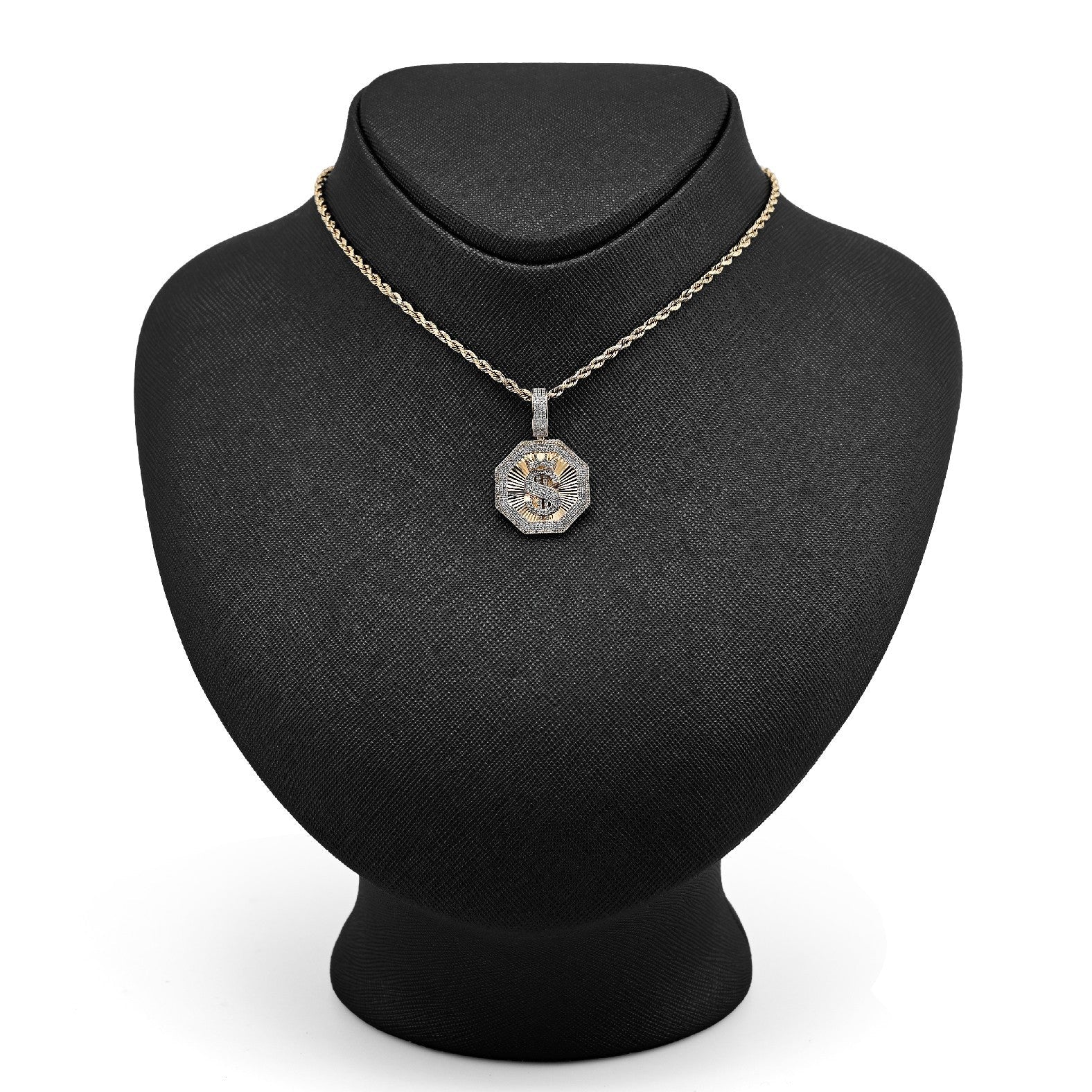 10k Yellow Gold 0.42CTW Natural Diamond $ Dollar Sign Pendant 4.5g Mens Charm - Elite Jewelers - Charms & Pendants