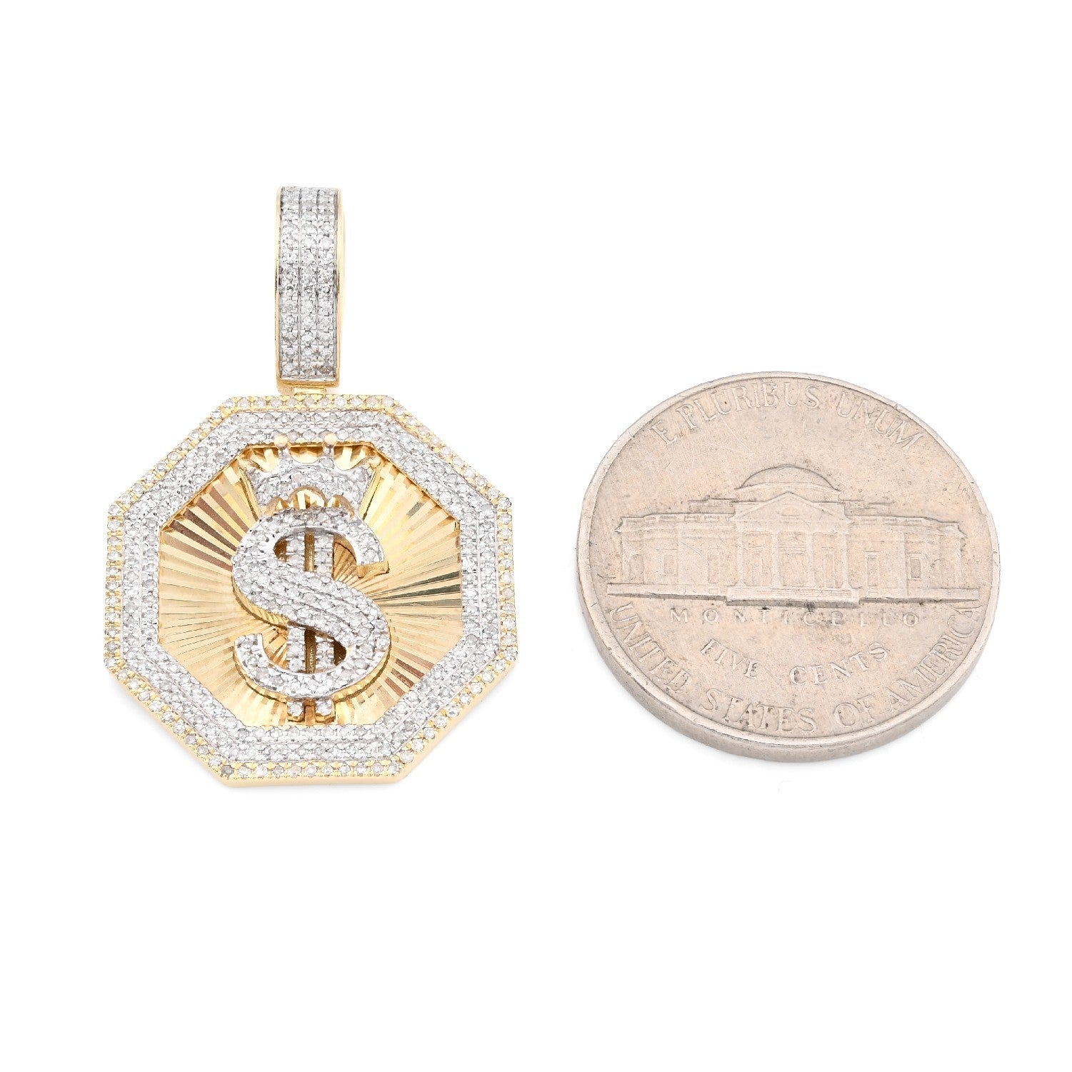 10k Yellow Gold 0.42CTW Natural Diamond $ Dollar Sign Pendant 4.5g Mens Charm - Elite Jewelers - Charms & Pendants