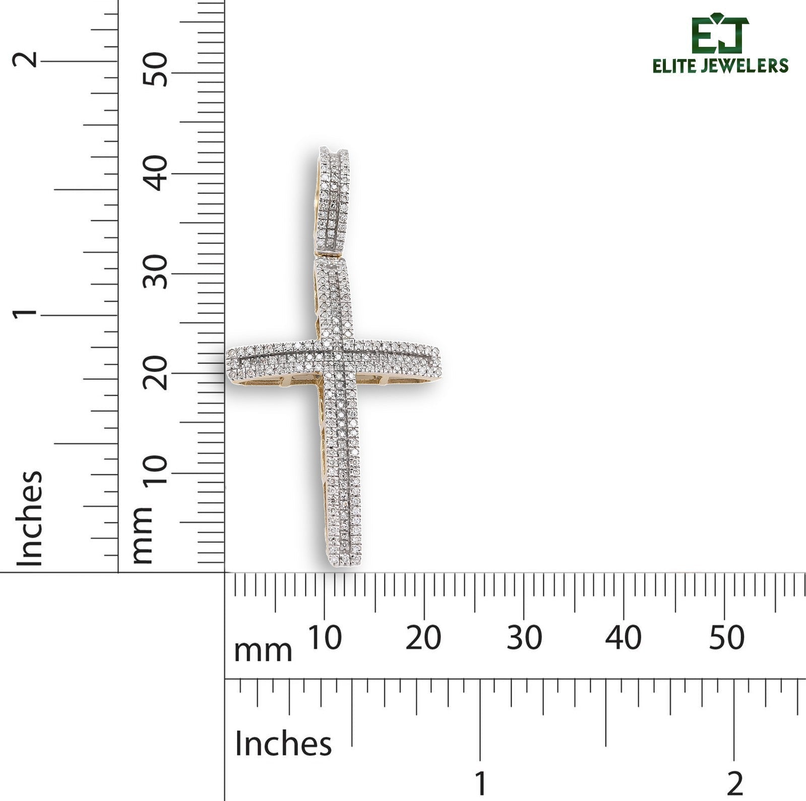 10k Yellow Gold 0.45 CTW Natural Diamond Cross Pendant Religious 4g Charm - Elite Jewelers - Charms & Pendants