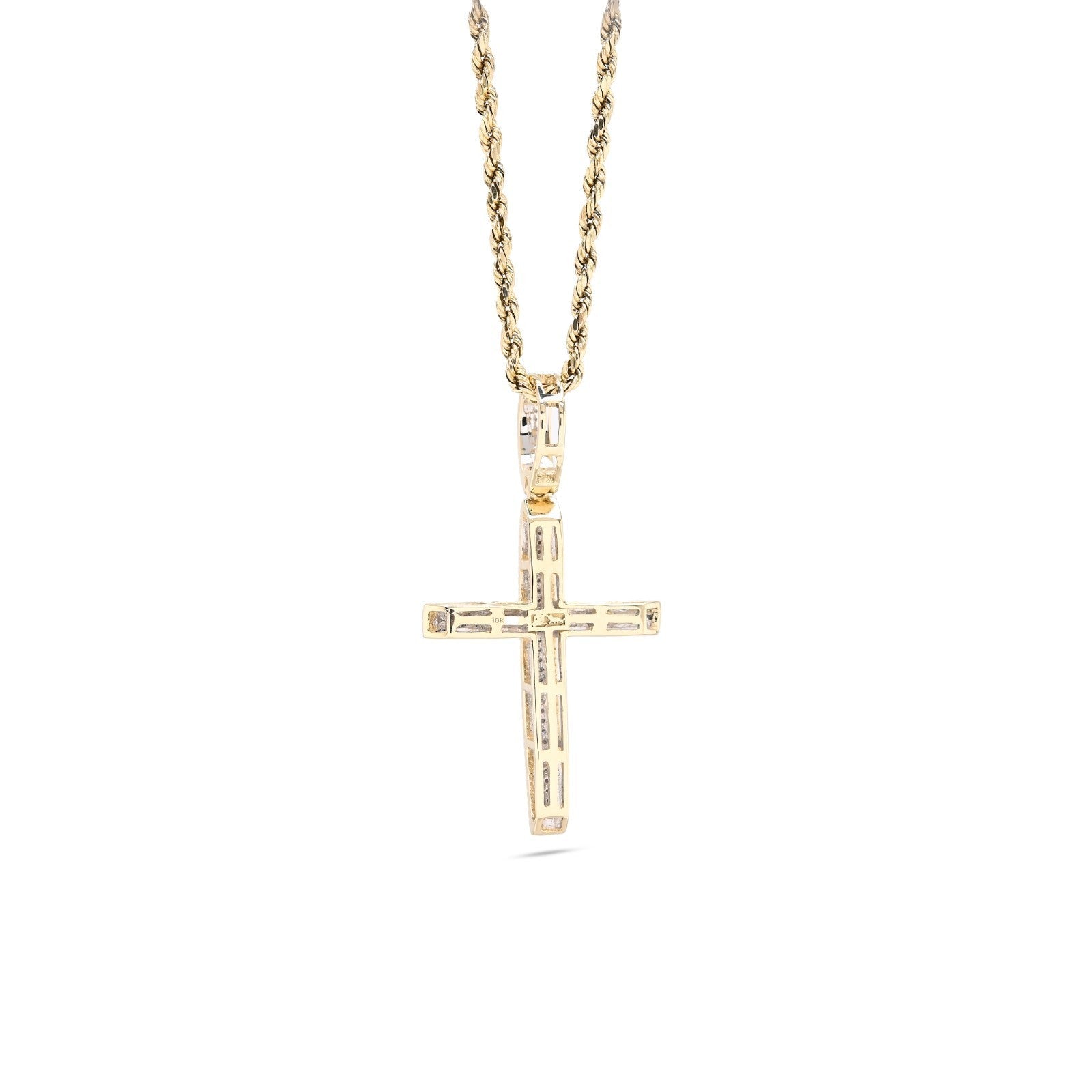 10k Yellow Gold 0.45 CTW Natural Diamond Cross Pendant Religious 4g Charm - Elite Jewelers - Charms & Pendants