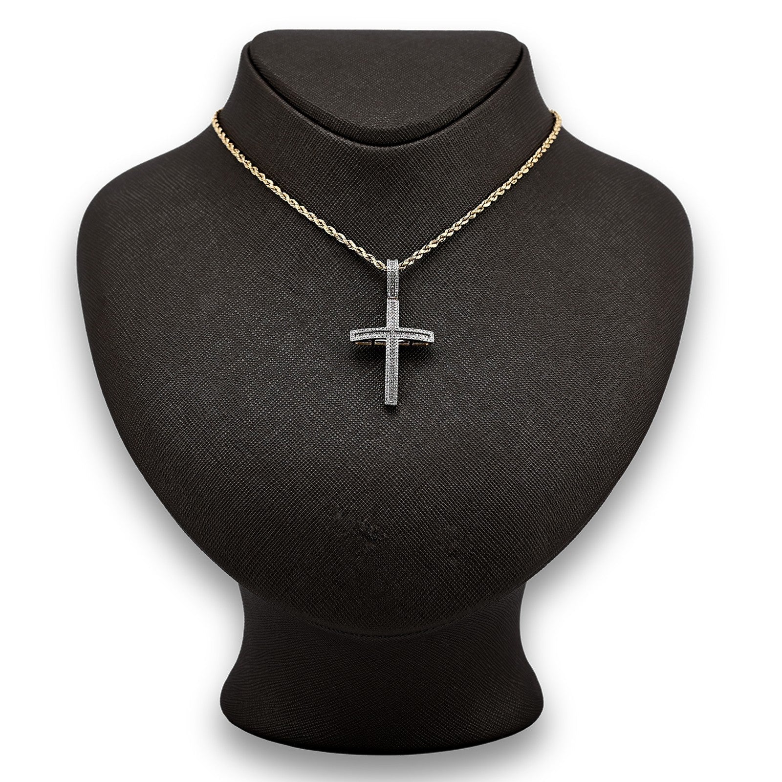 10k Yellow Gold 0.45 CTW Natural Diamond Cross Pendant Religious 4g Charm - Elite Jewelers - Charms & Pendants