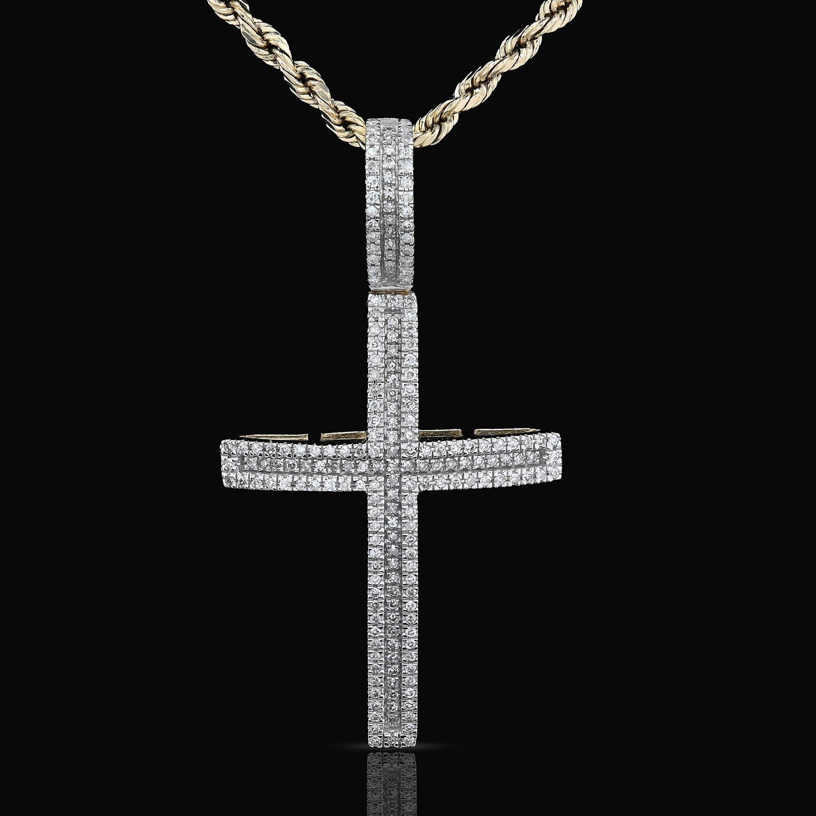 10k Yellow Gold 0.45 CTW Natural Diamond Cross Pendant Religious 4g Charm - Elite Jewelers - Charms & Pendants