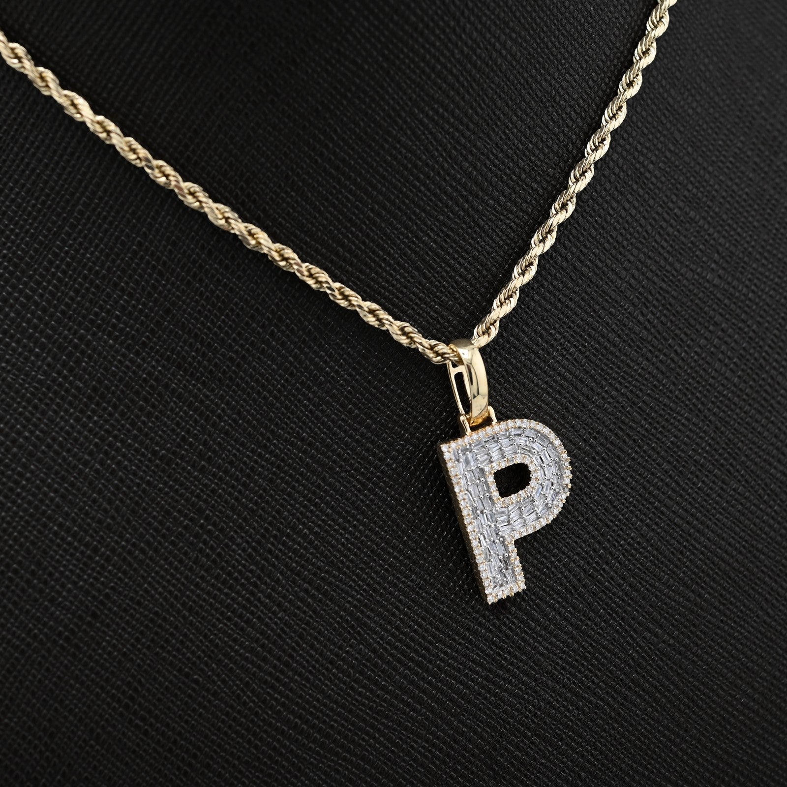 10k Yellow Gold 0.5 CTW Natural Diamond Initial "P" Pendant 2.1g Alphabet Charm - Elite Jewelers - Charms & Pendants
