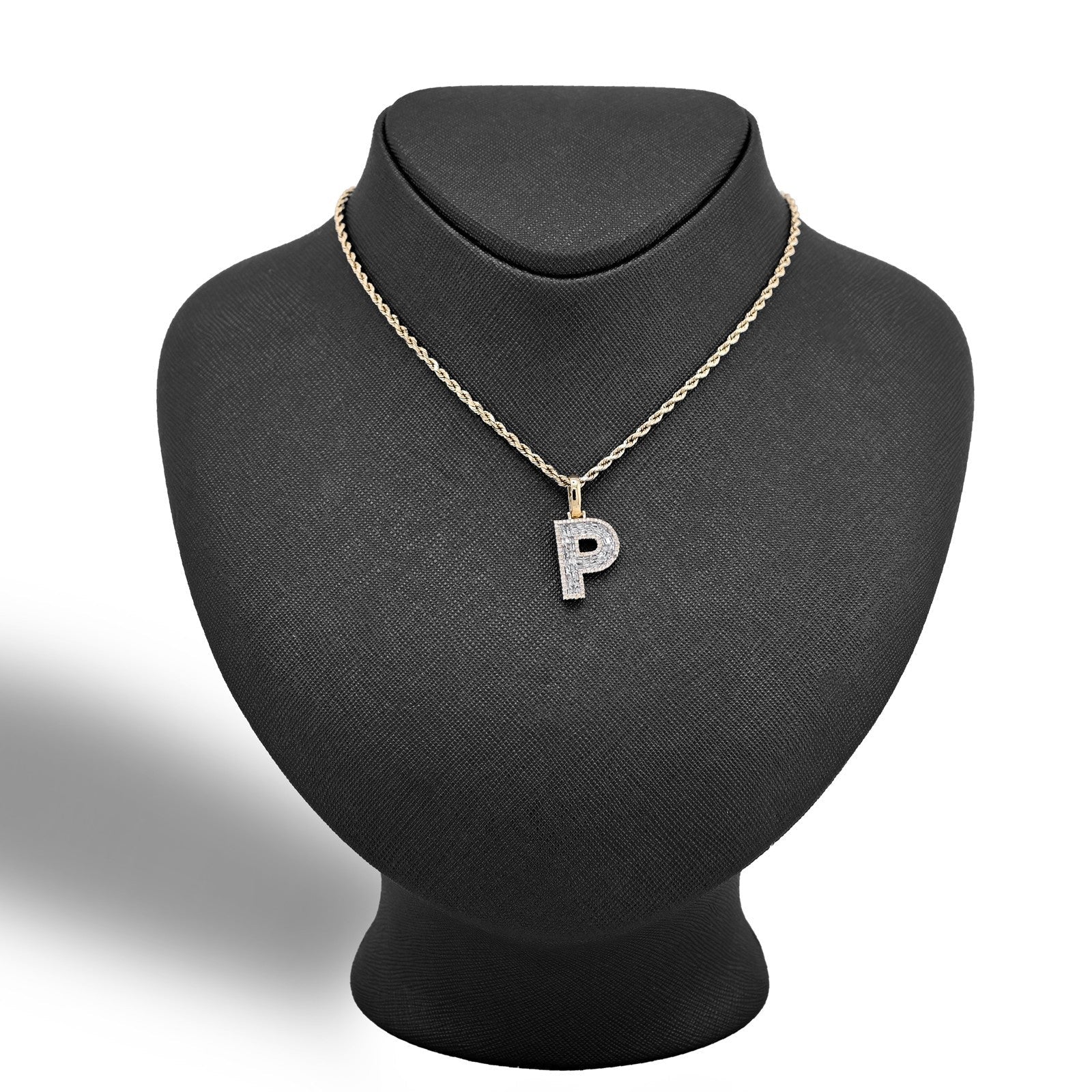 10k Yellow Gold 0.5 CTW Natural Diamond Initial "P" Pendant 2.1g Alphabet Charm - Elite Jewelers - Charms & Pendants