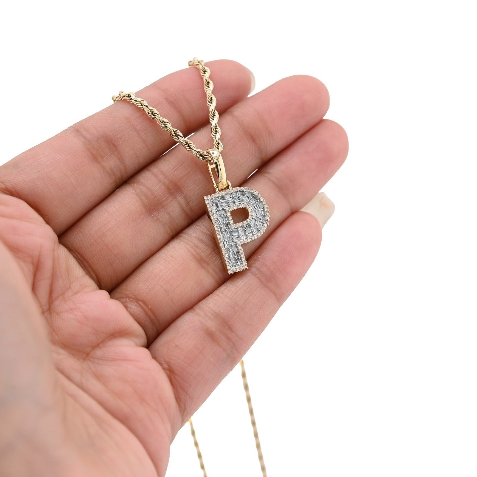 10k Yellow Gold 0.5 CTW Natural Diamond Initial "P" Pendant 2.1g Alphabet Charm - Elite Jewelers - Charms & Pendants