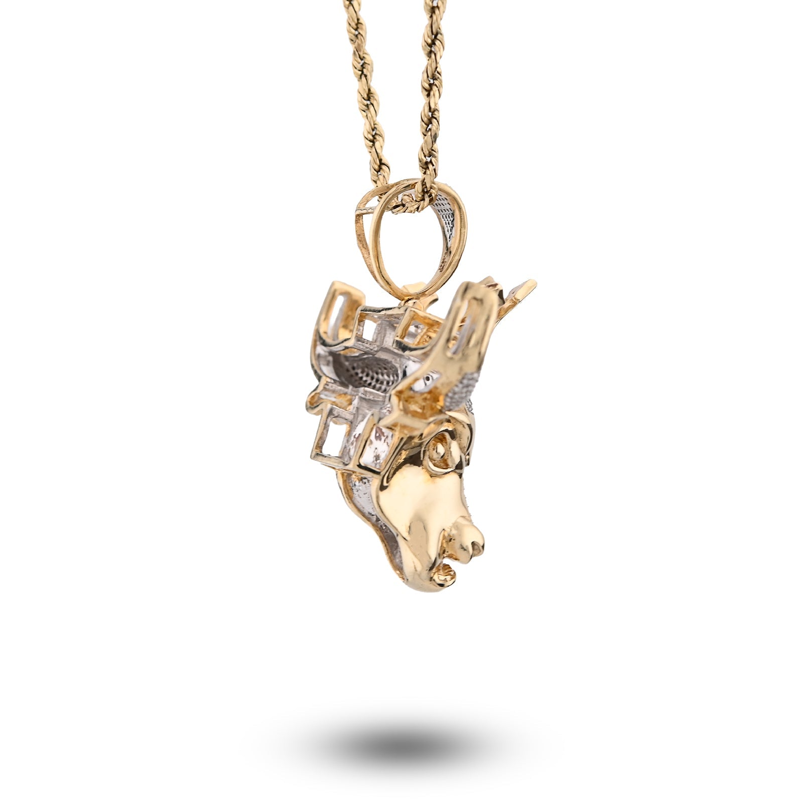 10K Yellow Gold 0.50CT Natural Diamond Crown Bull Custom Men Charm 13.4g Pendant - Elite Jewelers - Charms & Pendants