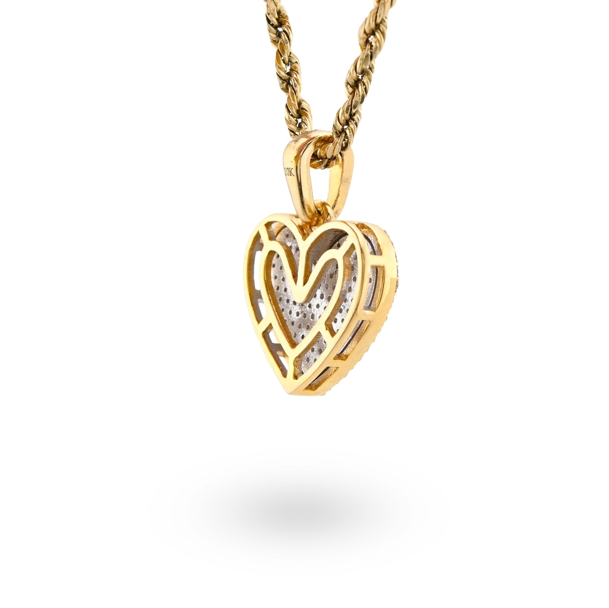 10K Yellow Gold 0.50CT Natural Diamond Heart Shape Pendnat Women Charm 20MM - Elite Jewelers - Charms & Pendants