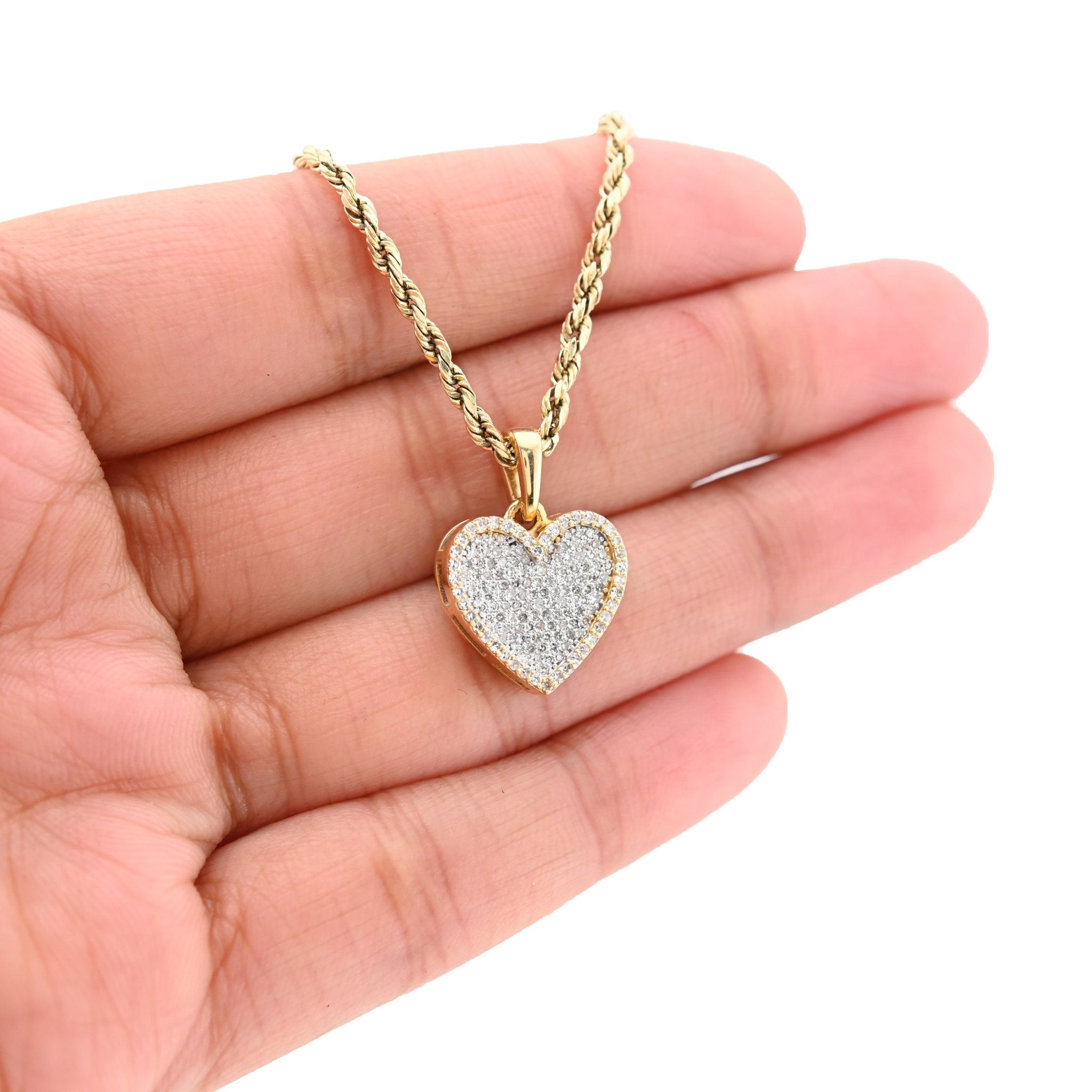 10K Yellow Gold 0.50CT Natural Diamond Heart Shape Pendnat Women Charm 20MM - Elite Jewelers - Charms & Pendants