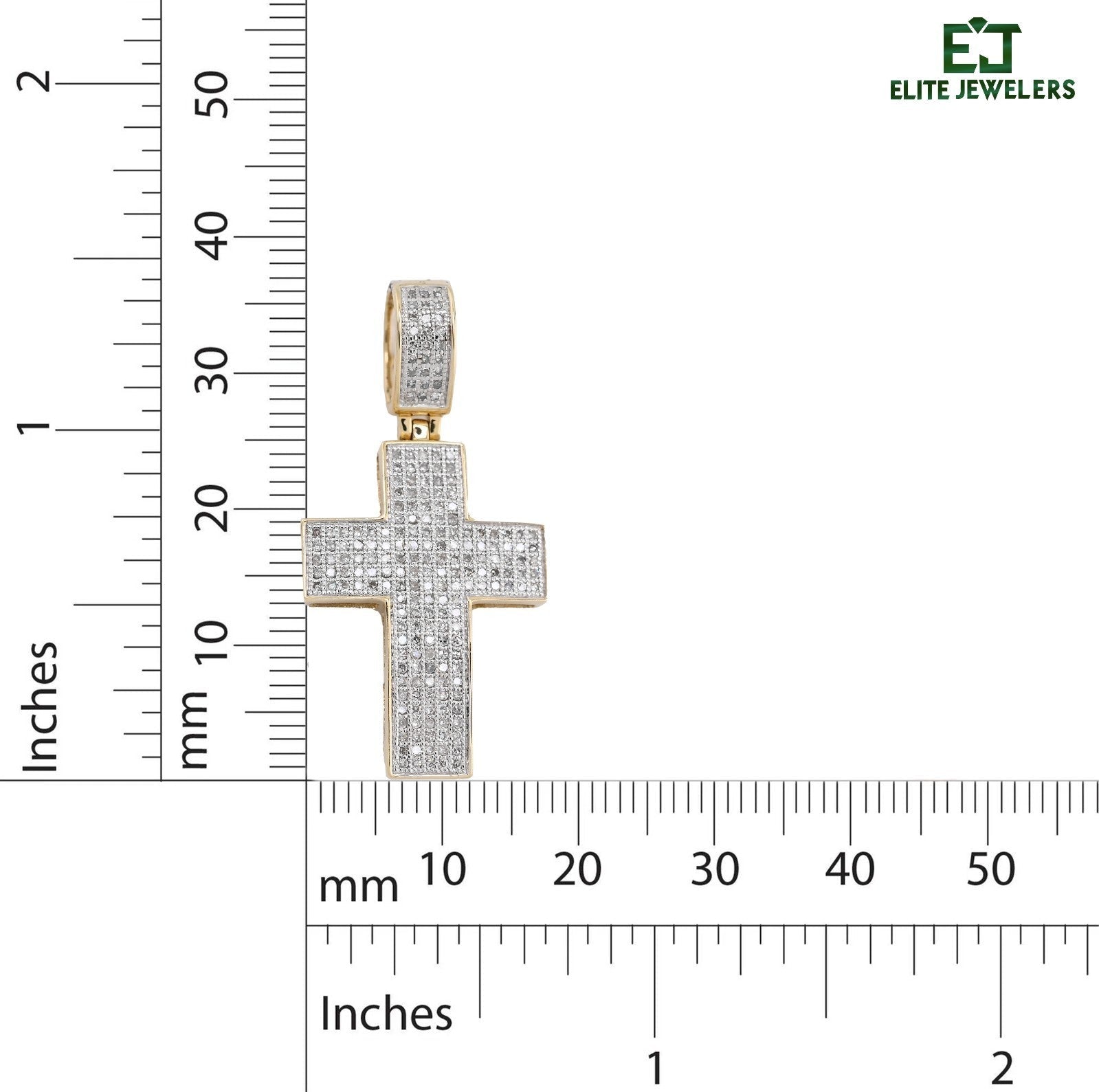 10k Yellow Gold 0.53 CTW Natural Diamond Religious Cross Pendant 3.7g Charm - Elite Jewelers - Charms & Pendants