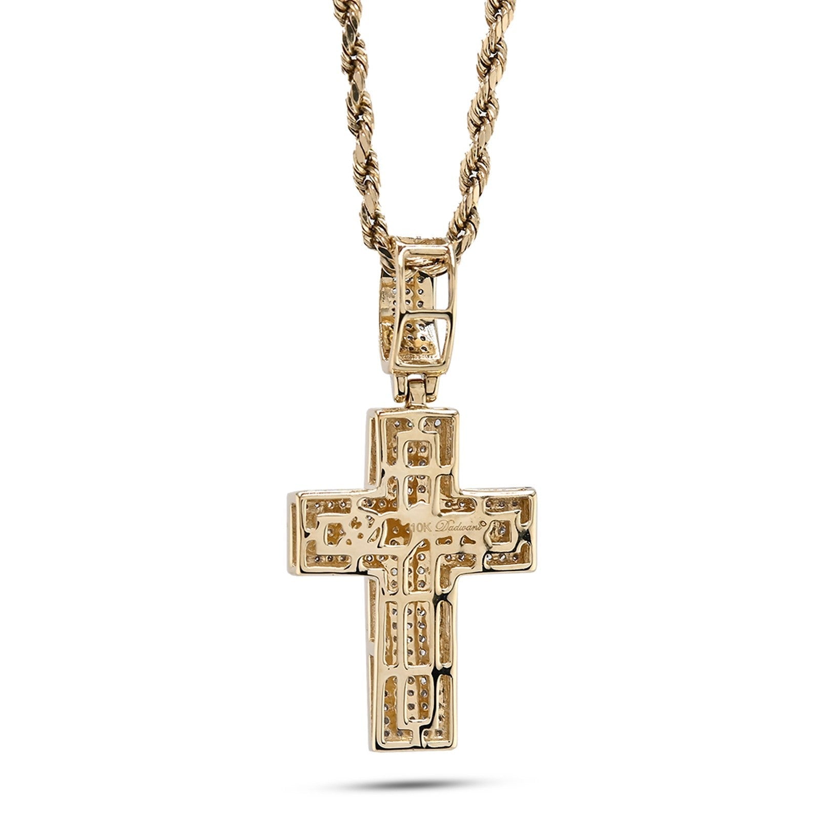 10k Yellow Gold 0.53 CTW Natural Diamond Religious Cross Pendant 3.7g Charm - Elite Jewelers - Charms & Pendants