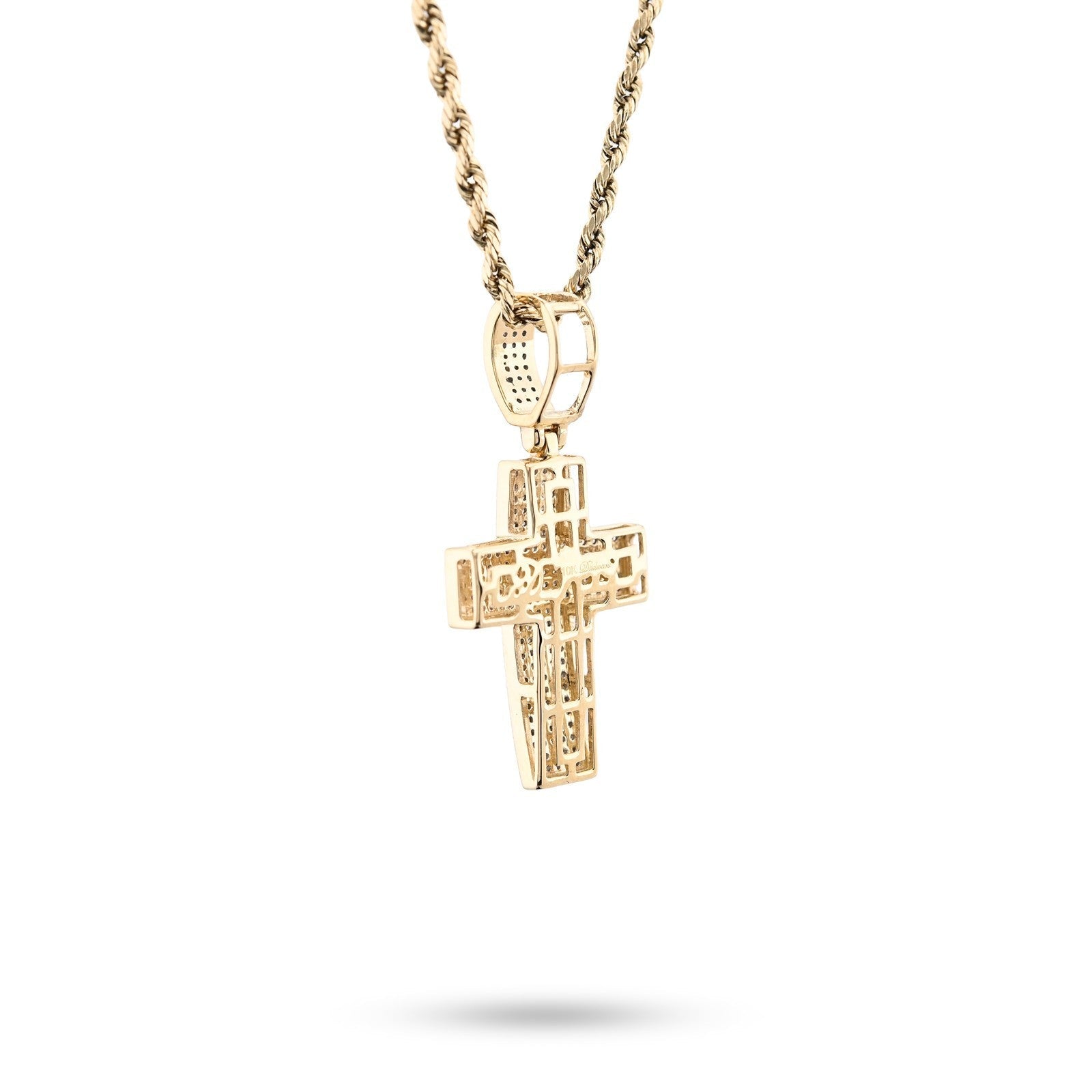 10k Yellow Gold 0.53CTW Natural Diamond ICED OUT Cross Pendant 3.7gms Mens Charm - Elite Jewelers - Charms & Pendants
