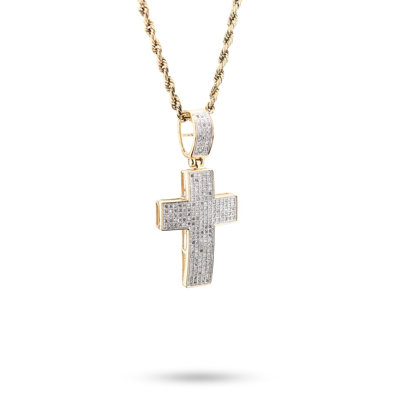 10k Yellow Gold 0.53CTW Natural Diamond ICED OUT Cross Pendant 3.7gms Mens Charm - Elite Jewelers - Charms & Pendants